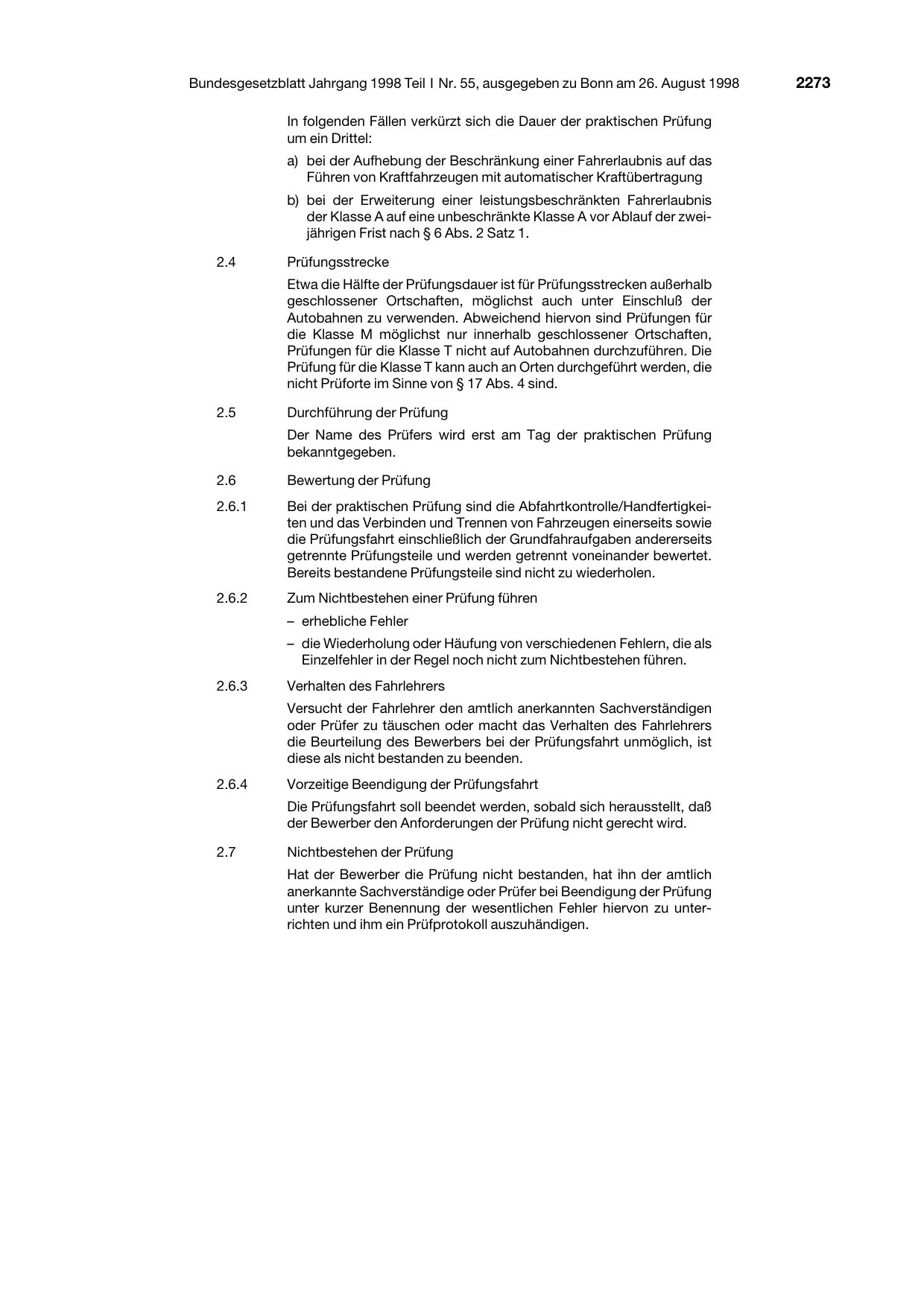 BGBl. 1998, Seite 2273 — Originalseite als Abbildung