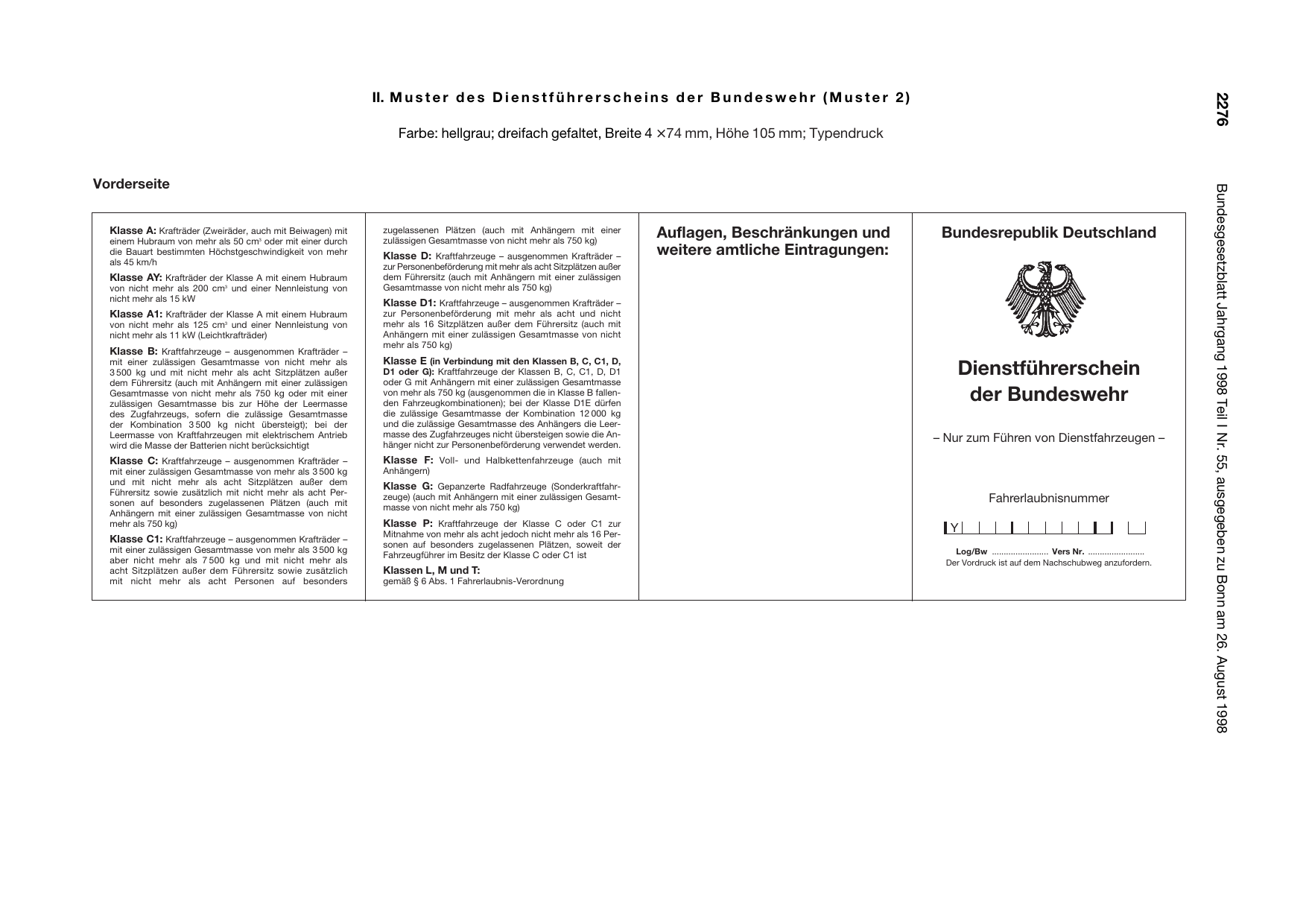BGBl. 1998, Seite 2276 — Originalseite als Abbildung