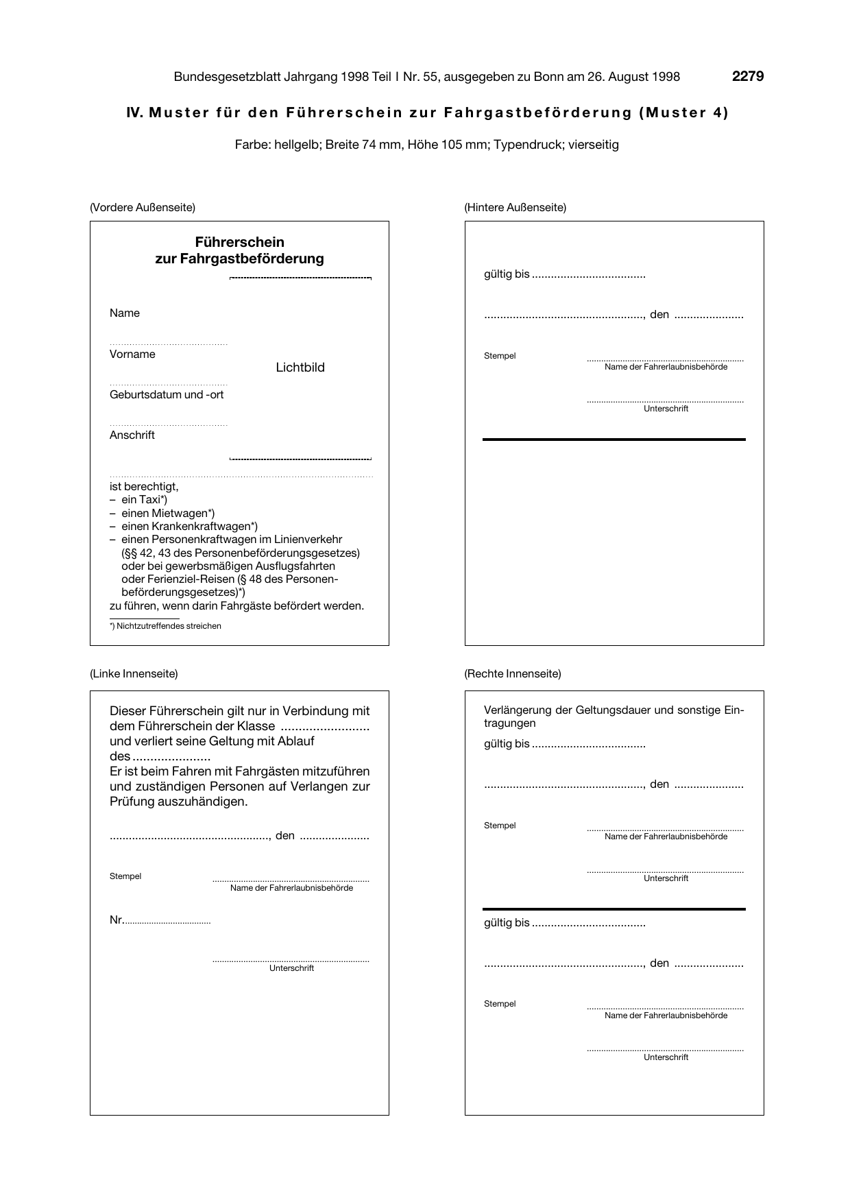 BGBl. 1998, Seite 2279 — Originalseite als Abbildung