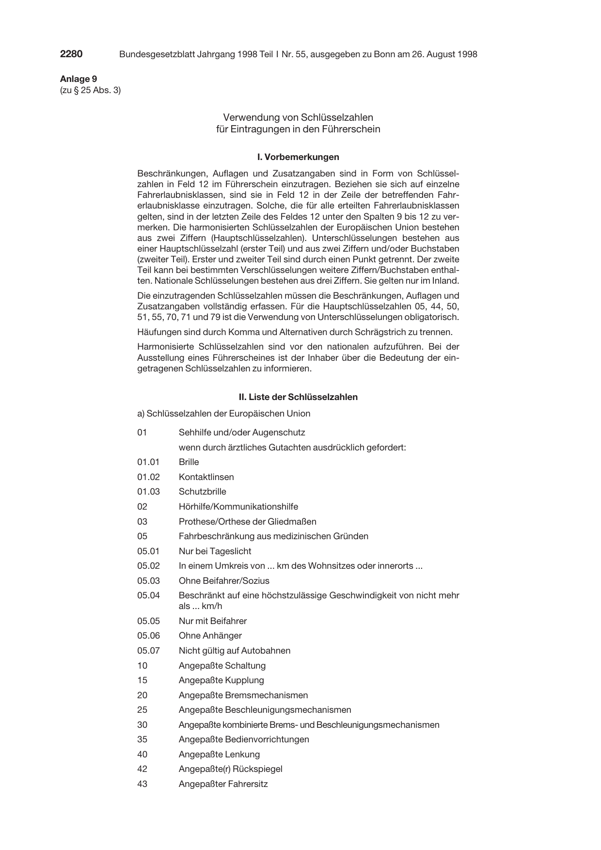BGBl. 1998, Seite 2280 — Originalseite als Abbildung