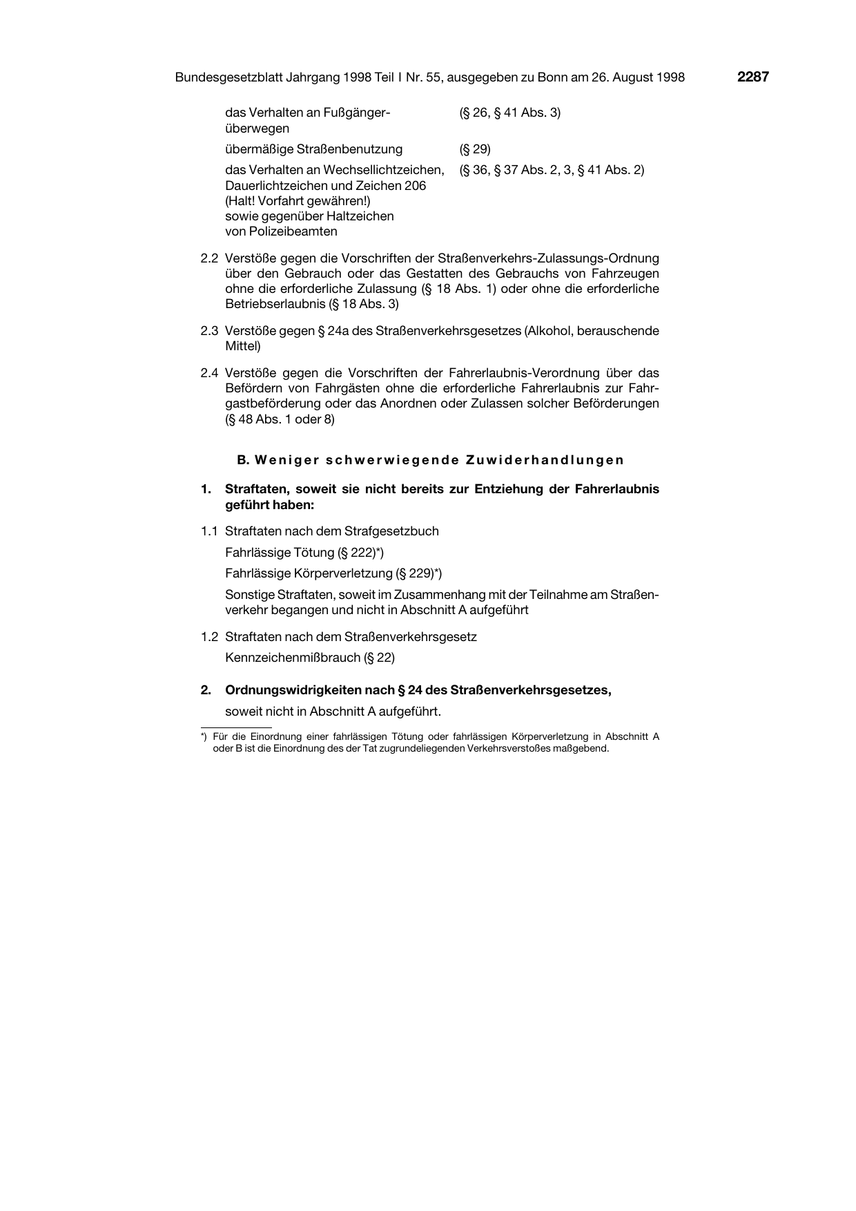 BGBl. 1998, Seite 2287 — Originalseite als Abbildung