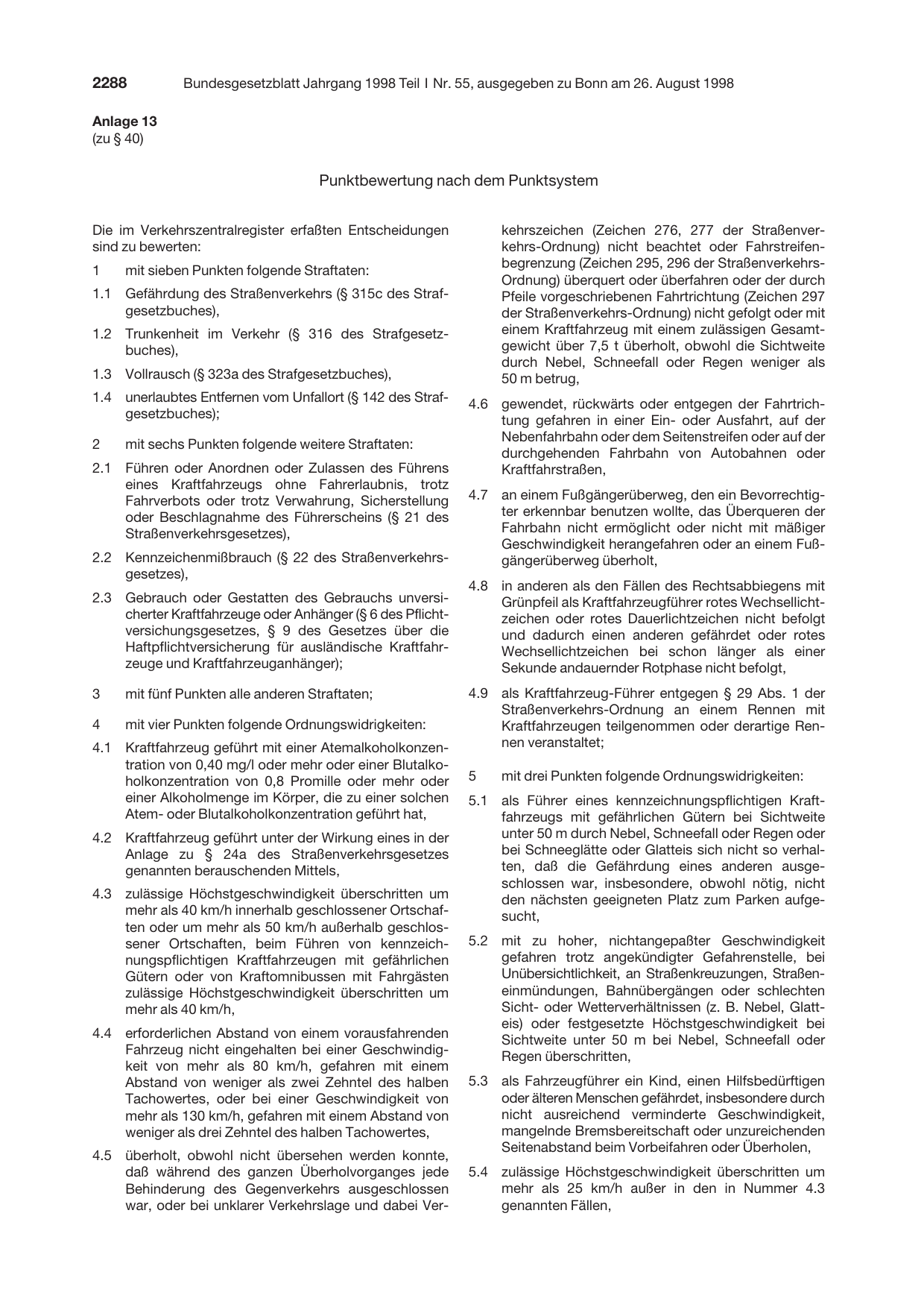 BGBl. 1998, Seite 2288 — Originalseite als Abbildung