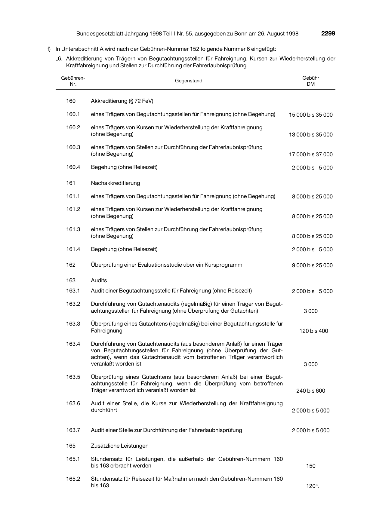 BGBl. 1998, Seite 2299 — Originalseite als Abbildung