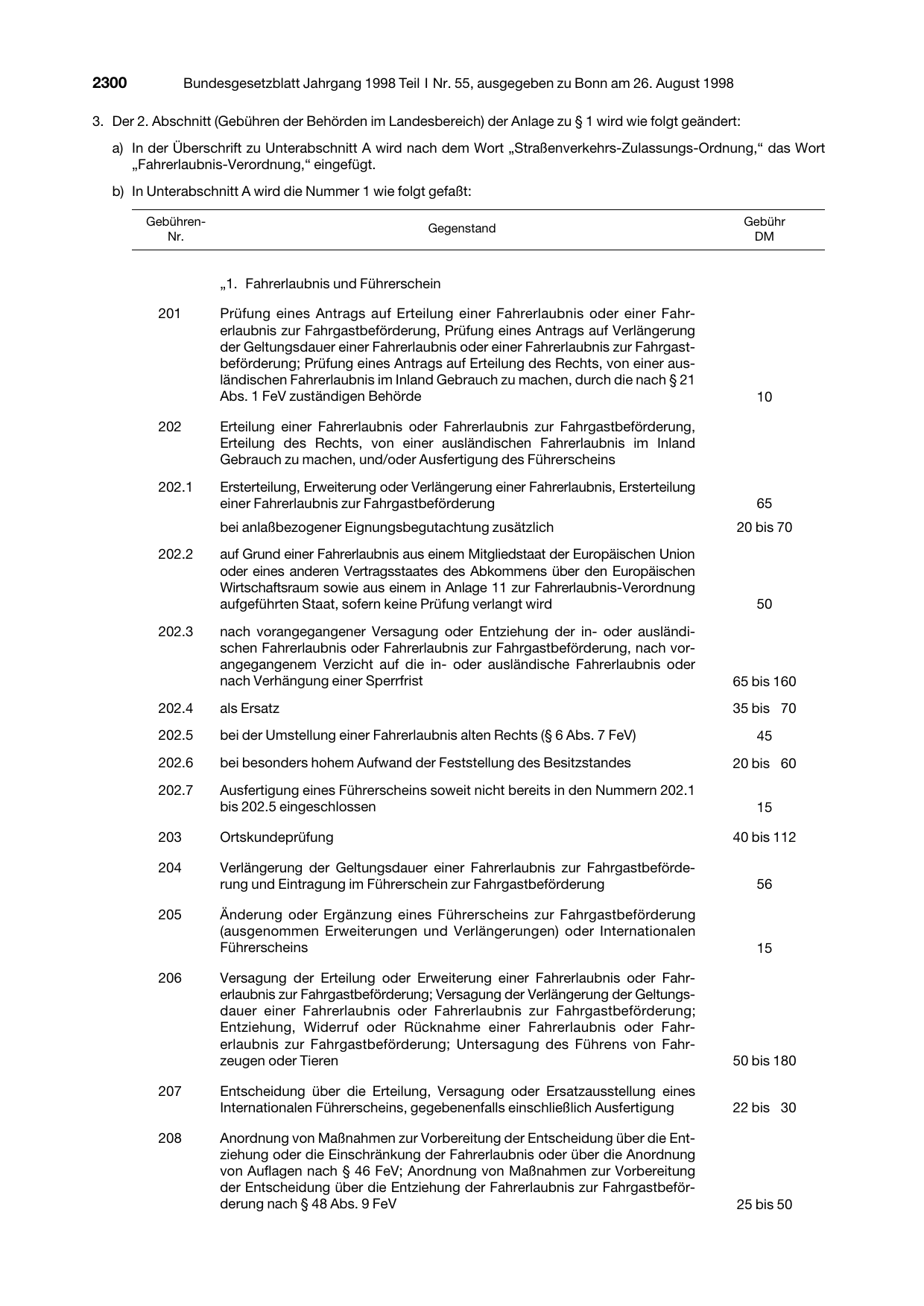BGBl. 1998, Seite 2300 — Originalseite als Abbildung