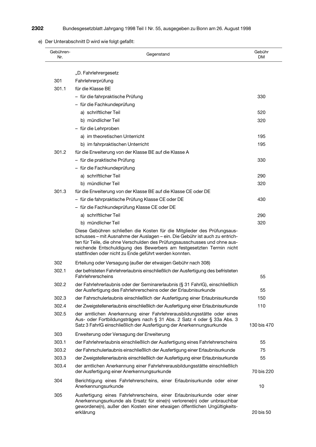 BGBl. 1998, Seite 2302 — Originalseite als Abbildung
