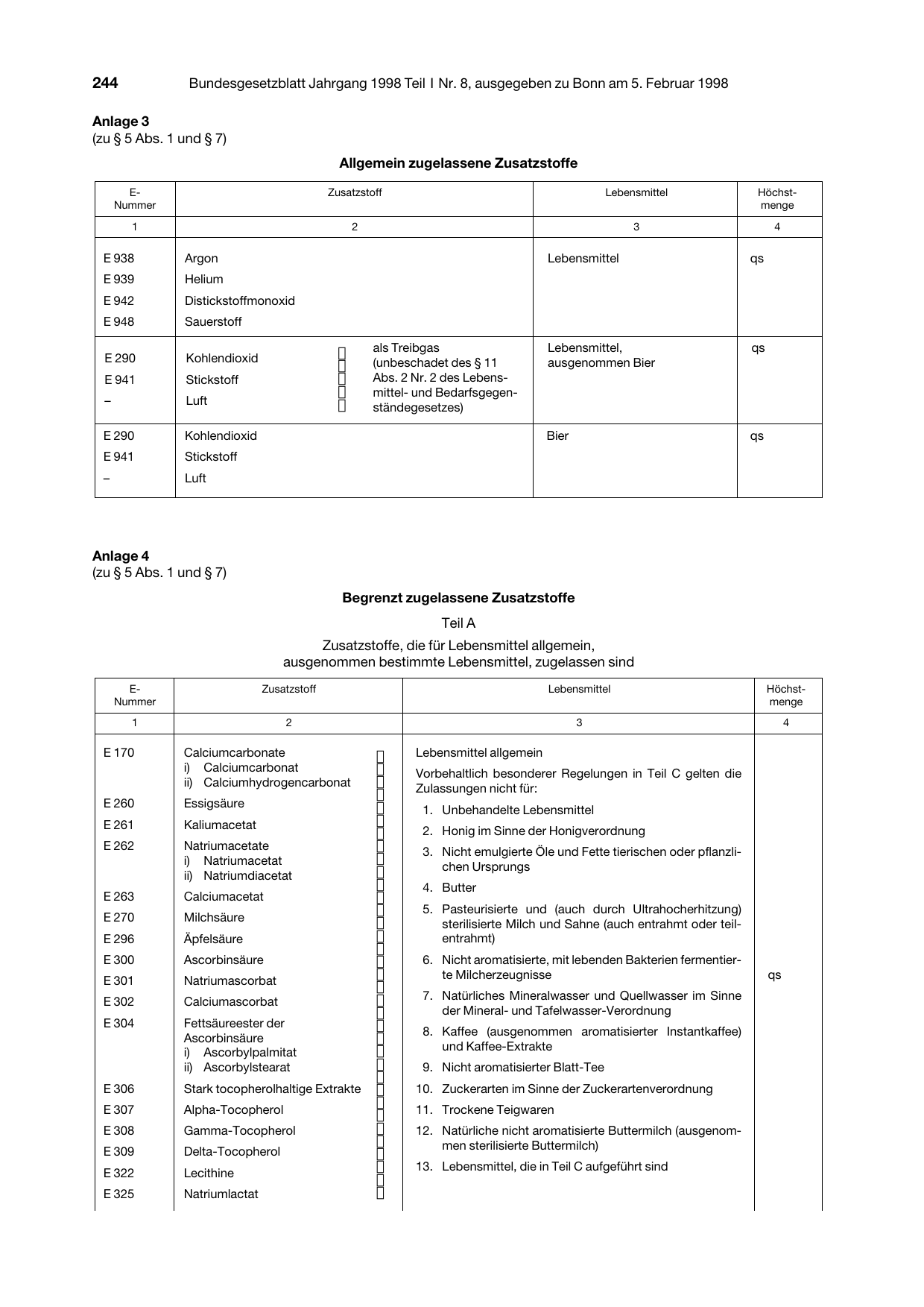 BGBl. 1998, Seite 244 — Originalseite als Abbildung