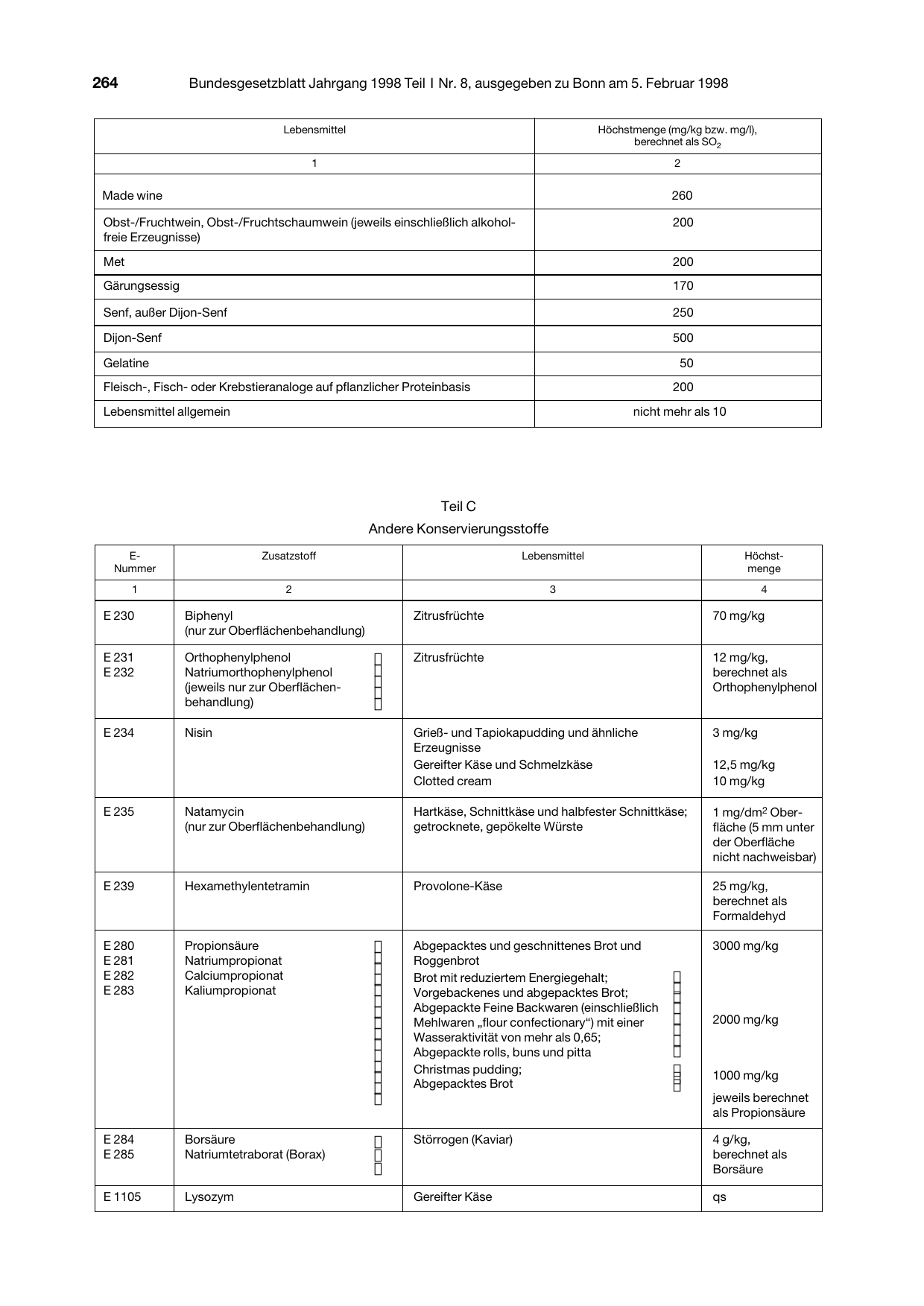 BGBl. 1998, Seite 264 — Originalseite als Abbildung