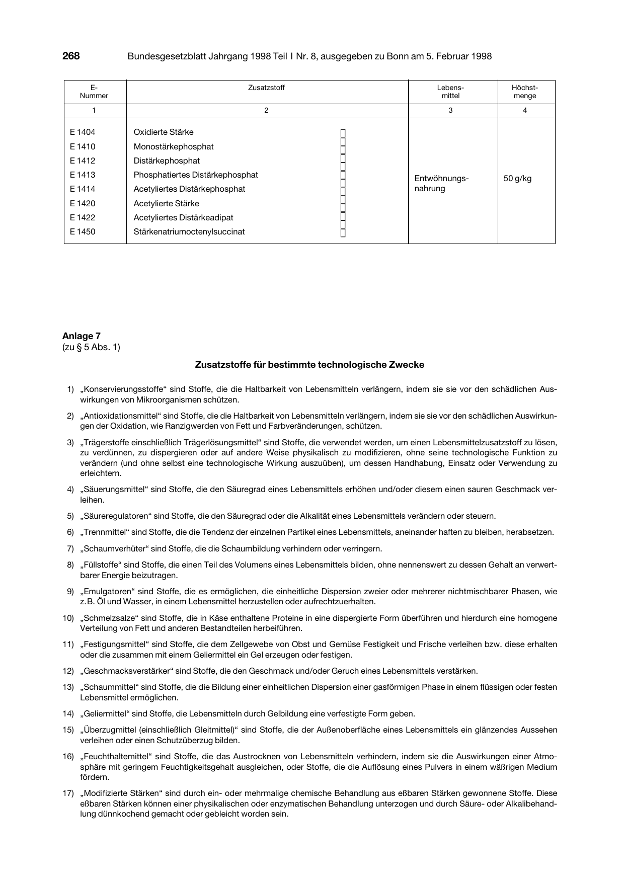 BGBl. 1998, Seite 268 — Originalseite als Abbildung
