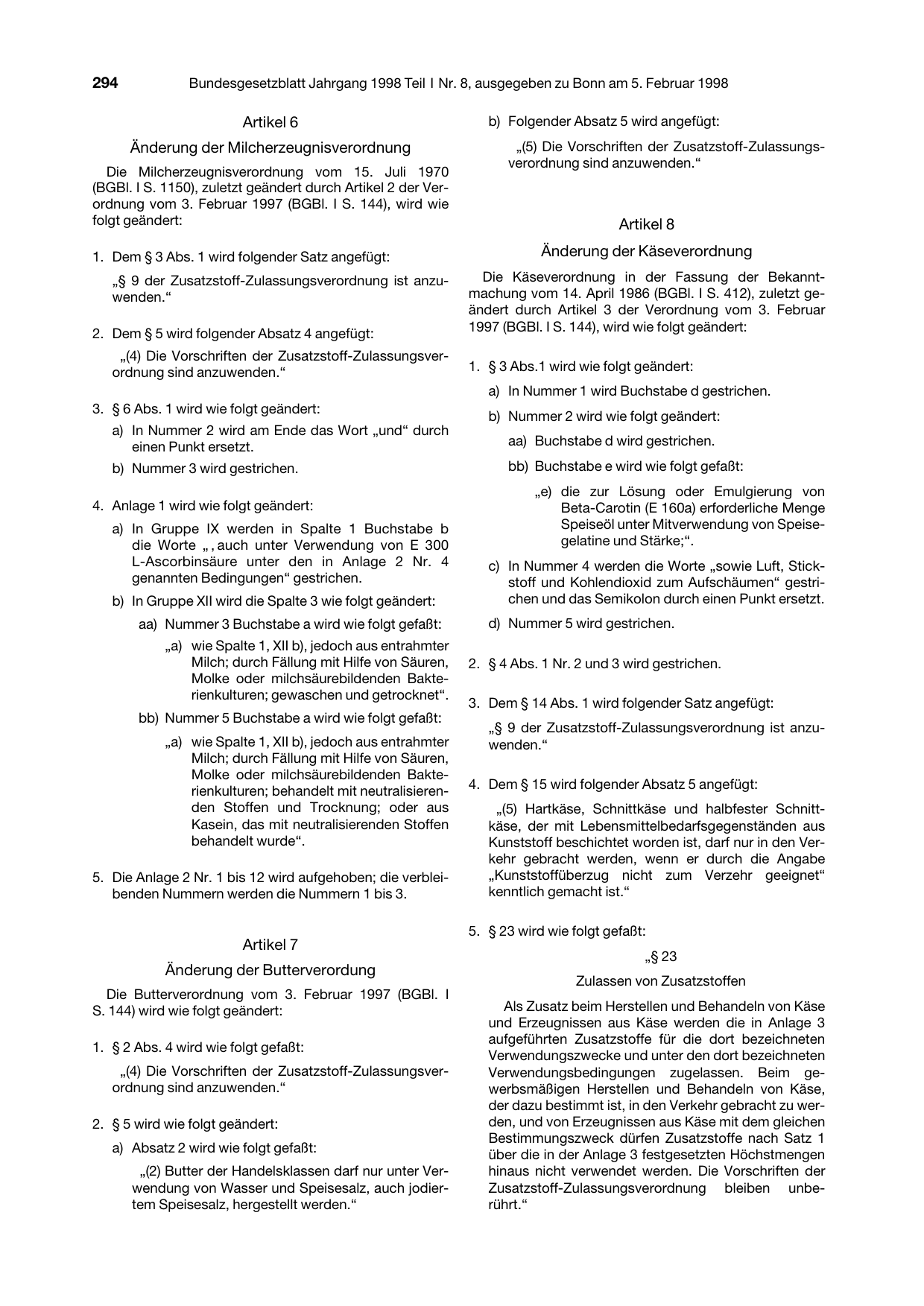 BGBl. 1998, Seite 294 — Originalseite als Abbildung