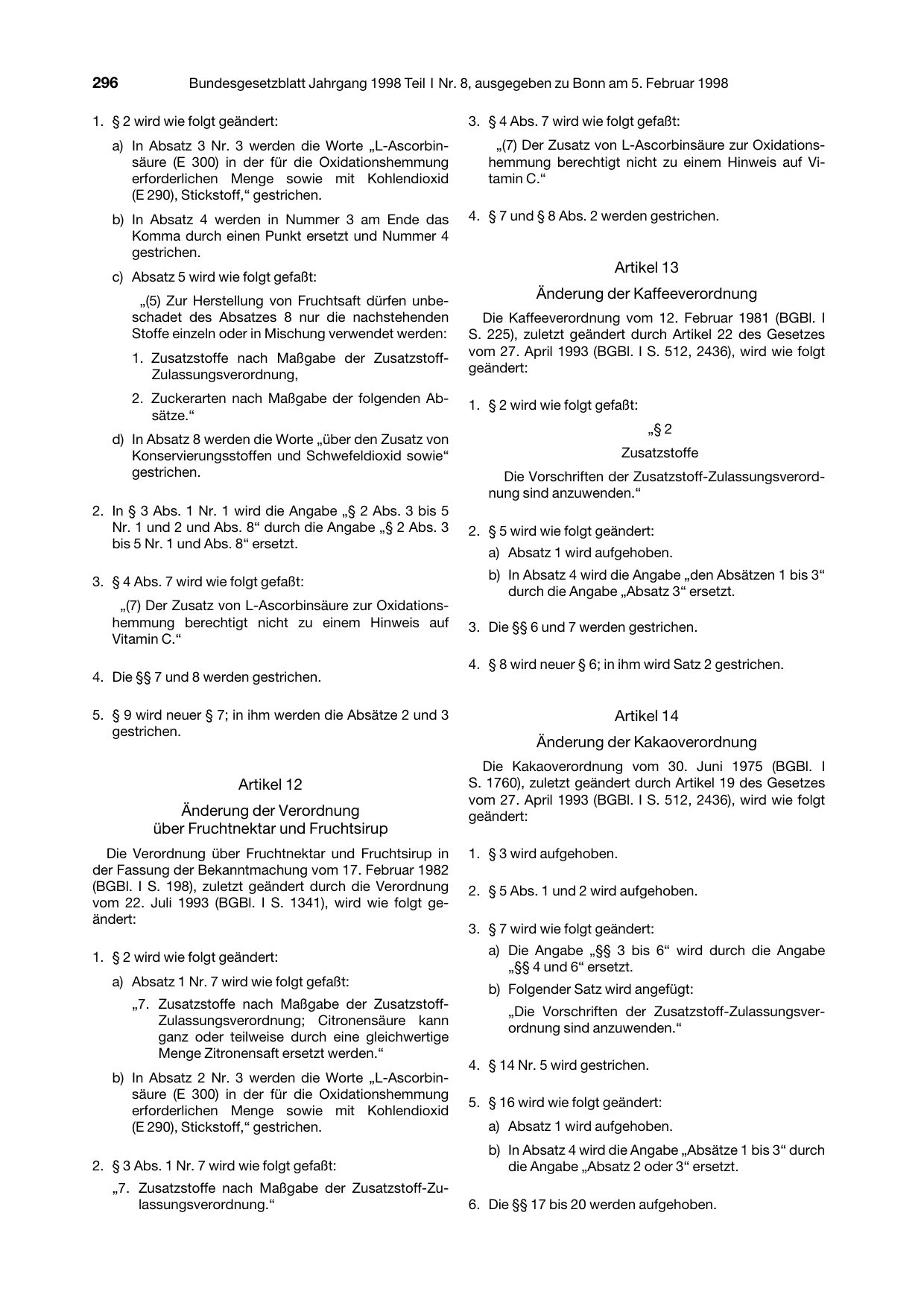 BGBl. 1998, Seite 296 — Originalseite als Abbildung