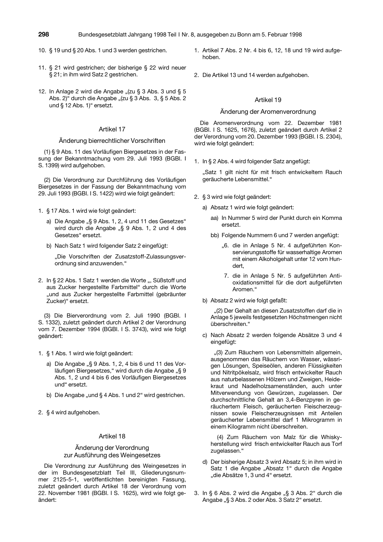 BGBl. 1998, Seite 298 — Originalseite als Abbildung