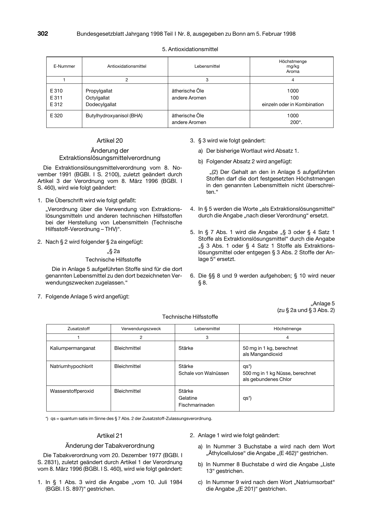 BGBl. 1998, Seite 302 — Originalseite als Abbildung