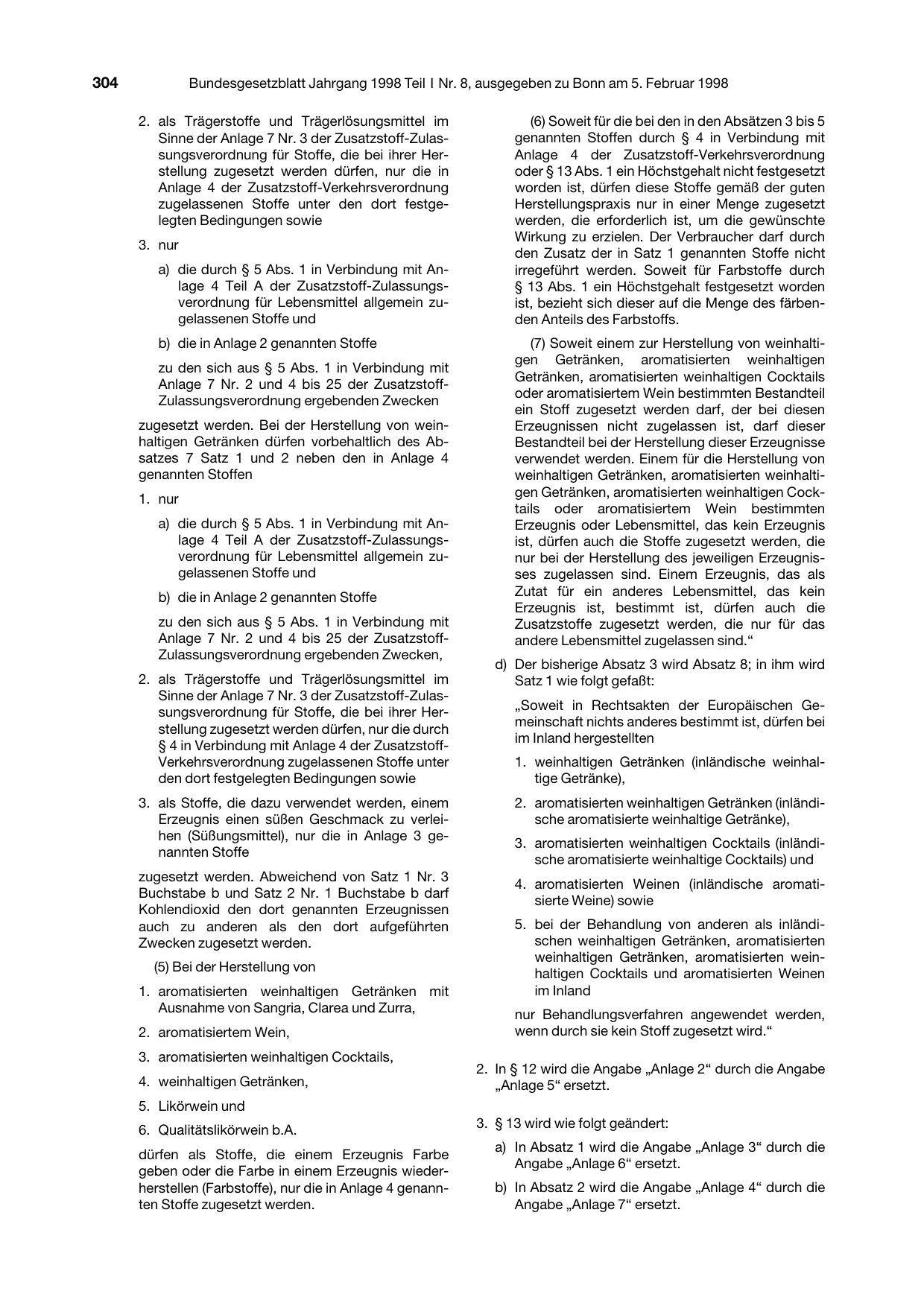 BGBl. 1998, Seite 304 — Originalseite als Abbildung