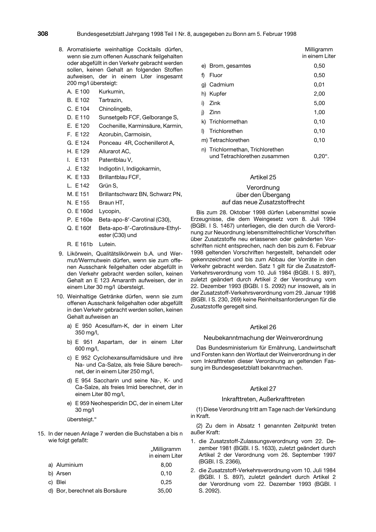 BGBl. 1998, Seite 308 — Originalseite als Abbildung