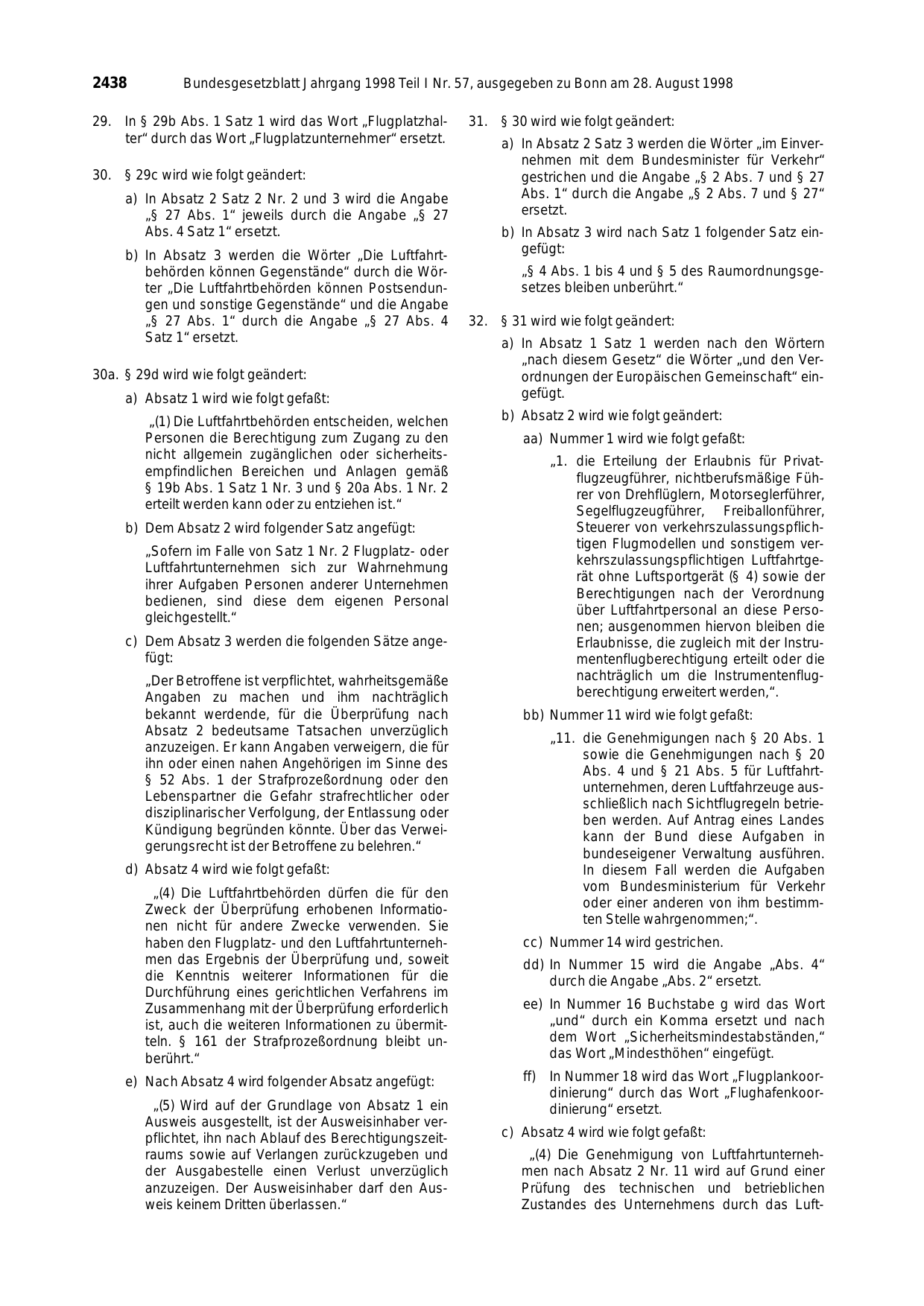 BGBl. 1998, Seite 2438 — Originalseite als Abbildung