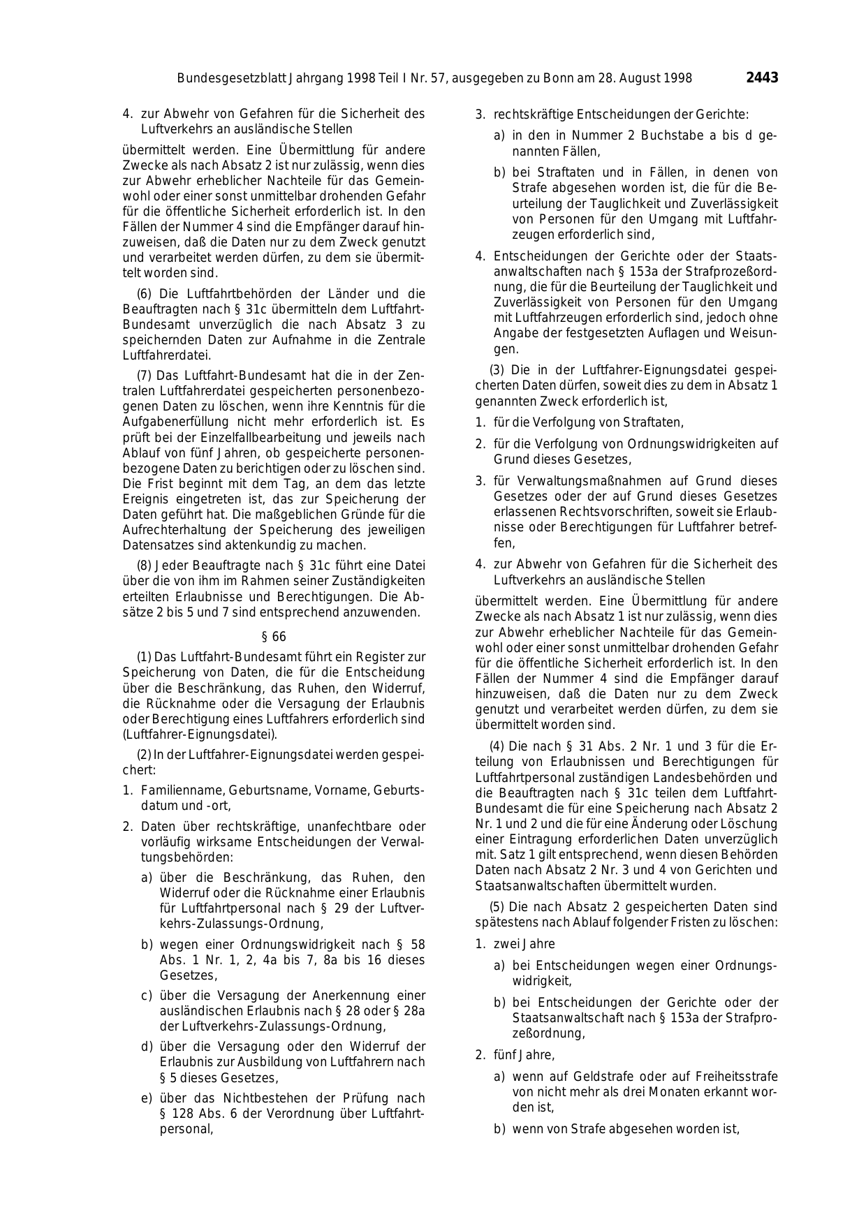 BGBl. 1998, Seite 2443 — Originalseite als Abbildung