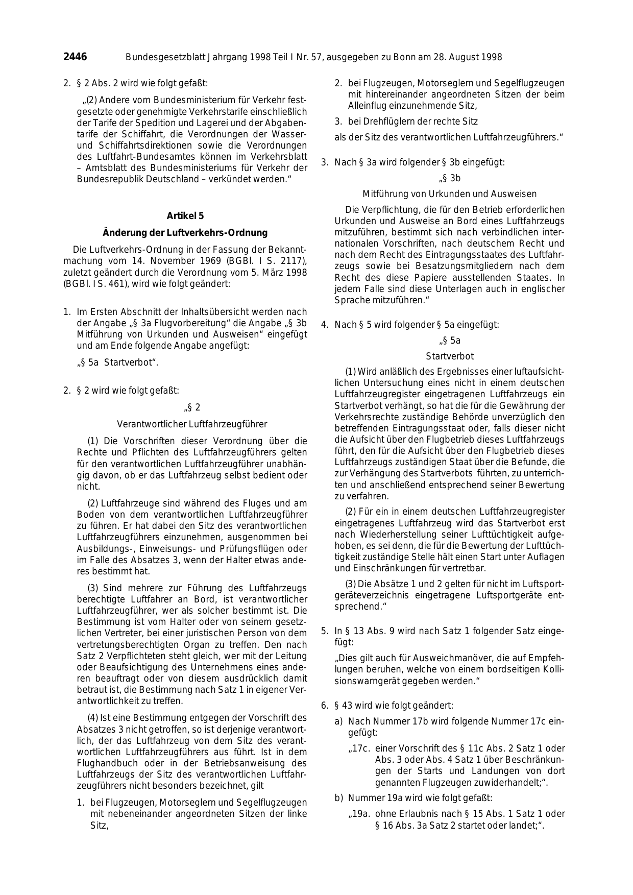 BGBl. 1998, Seite 2446 — Originalseite als Abbildung