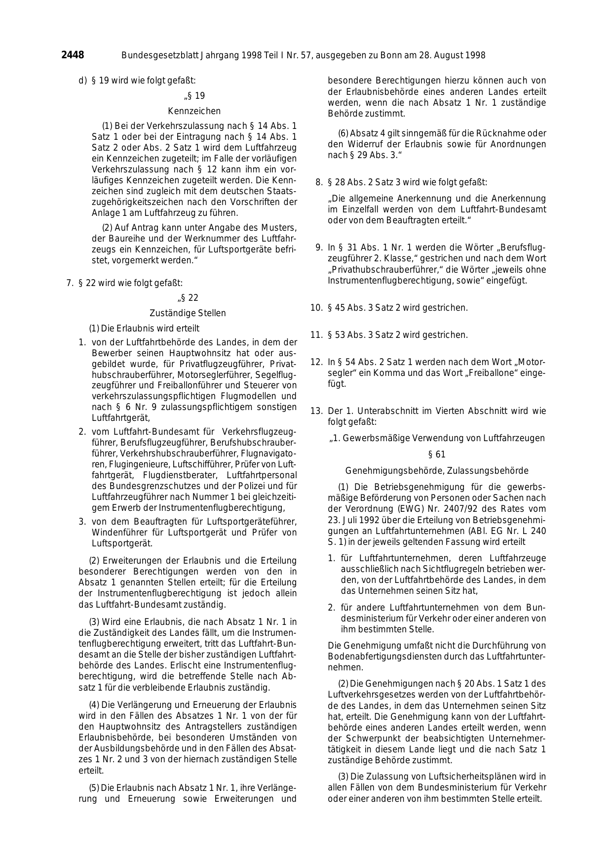 BGBl. 1998, Seite 2448 — Originalseite als Abbildung