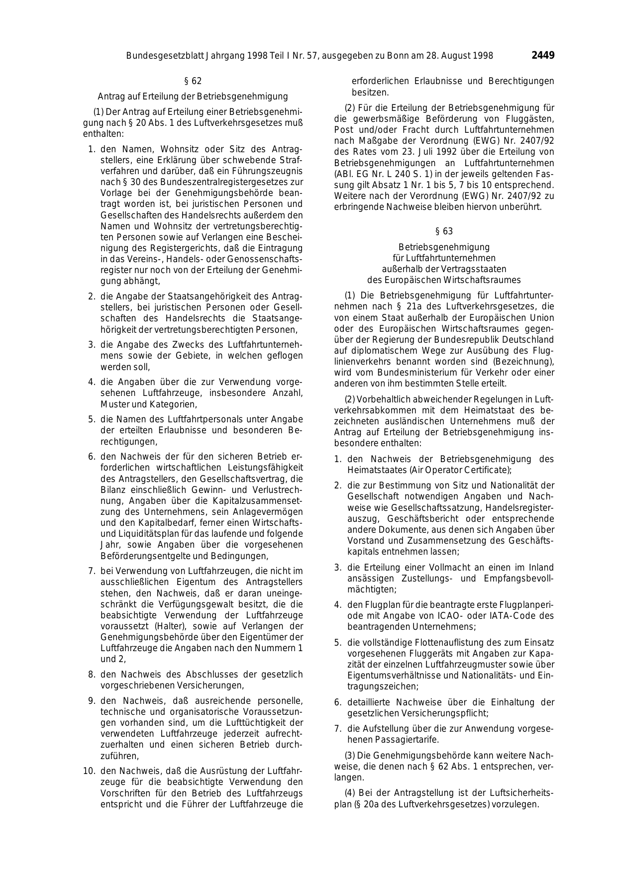 BGBl. 1998, Seite 2449 — Originalseite als Abbildung