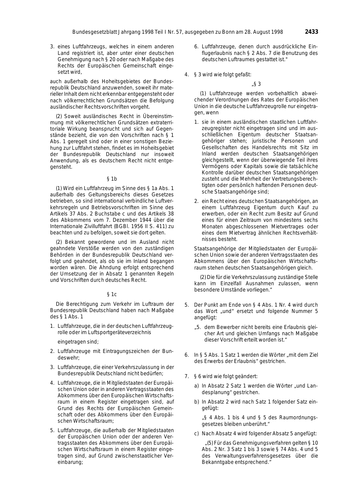 BGBl. 1998, Seite 2433 — Originalseite als Abbildung