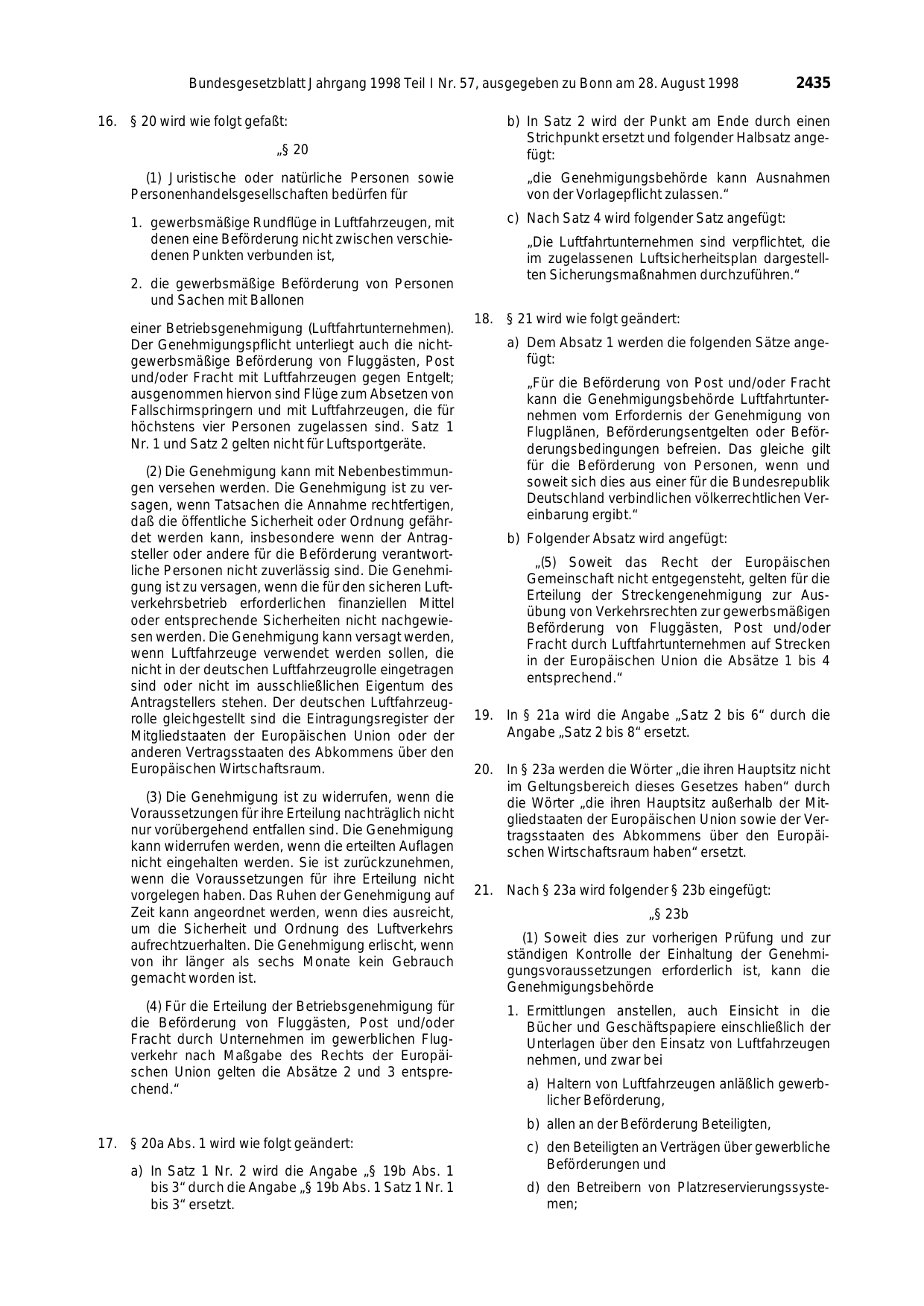 BGBl. 1998, Seite 2435 — Originalseite als Abbildung