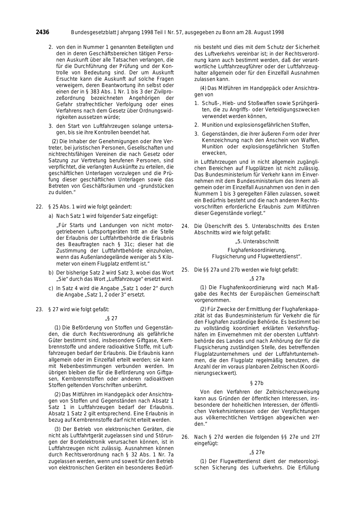BGBl. 1998, Seite 2436 — Originalseite als Abbildung