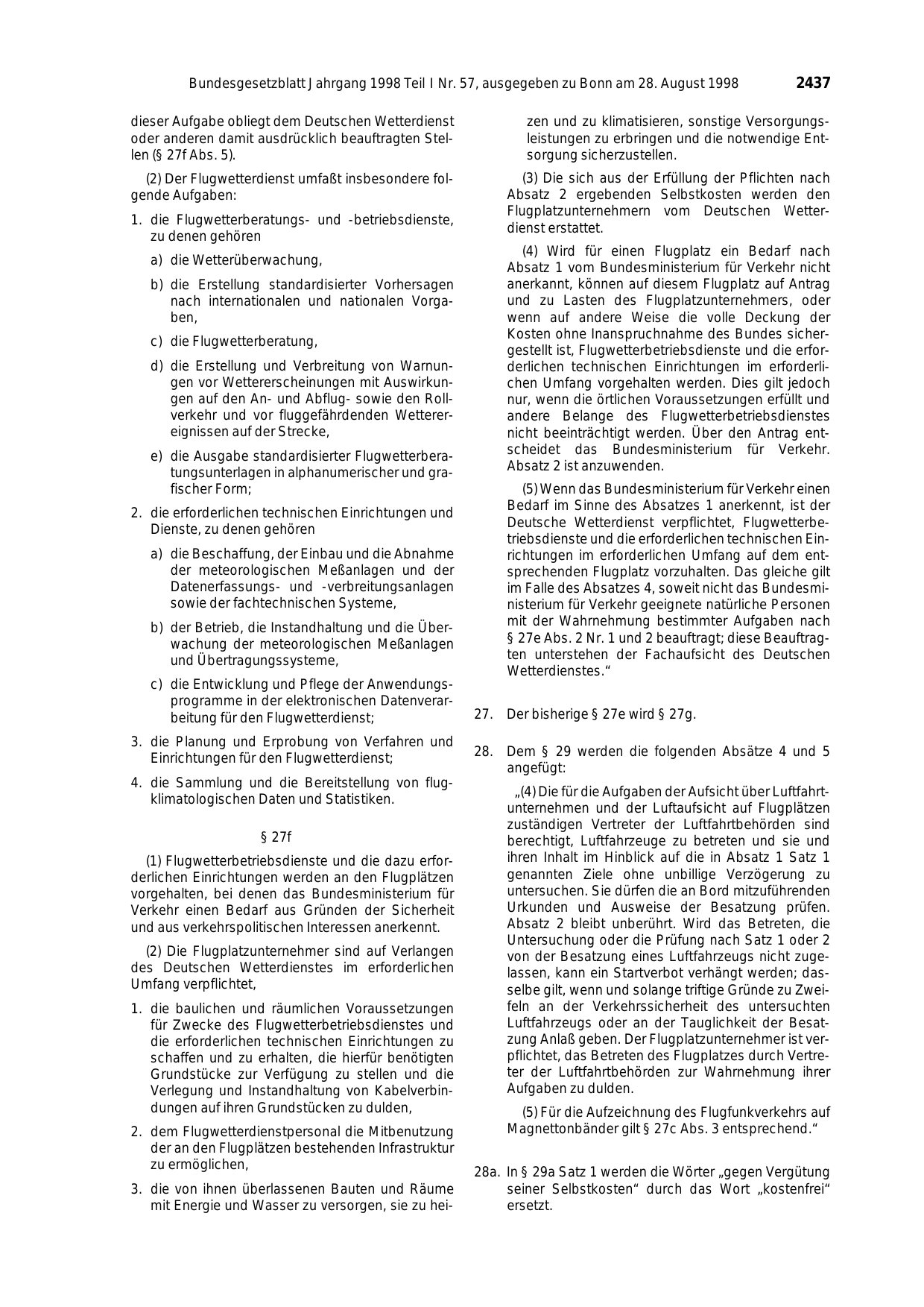 BGBl. 1998, Seite 2437 — Originalseite als Abbildung