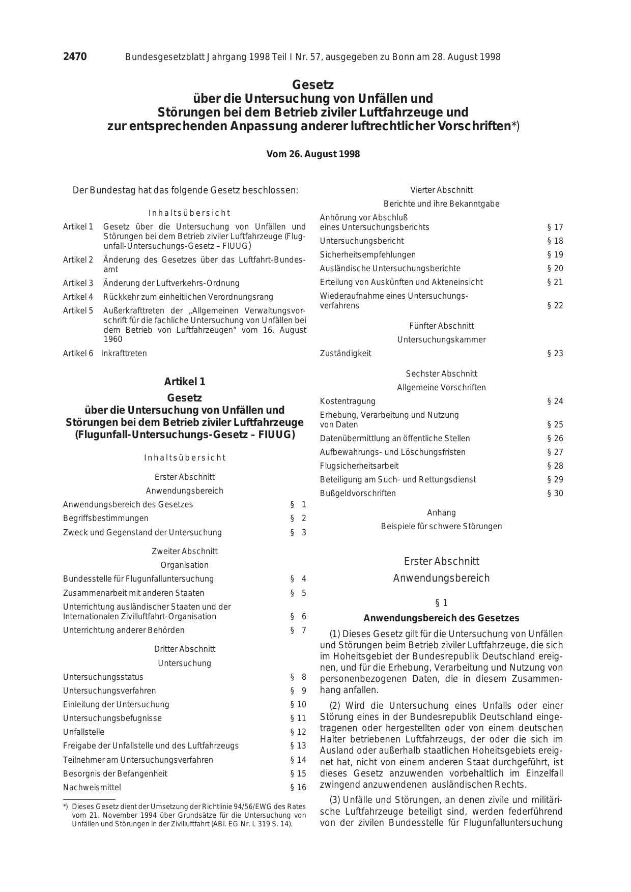 BGBl. 1998, Seite 2470 — Originalseite als Abbildung