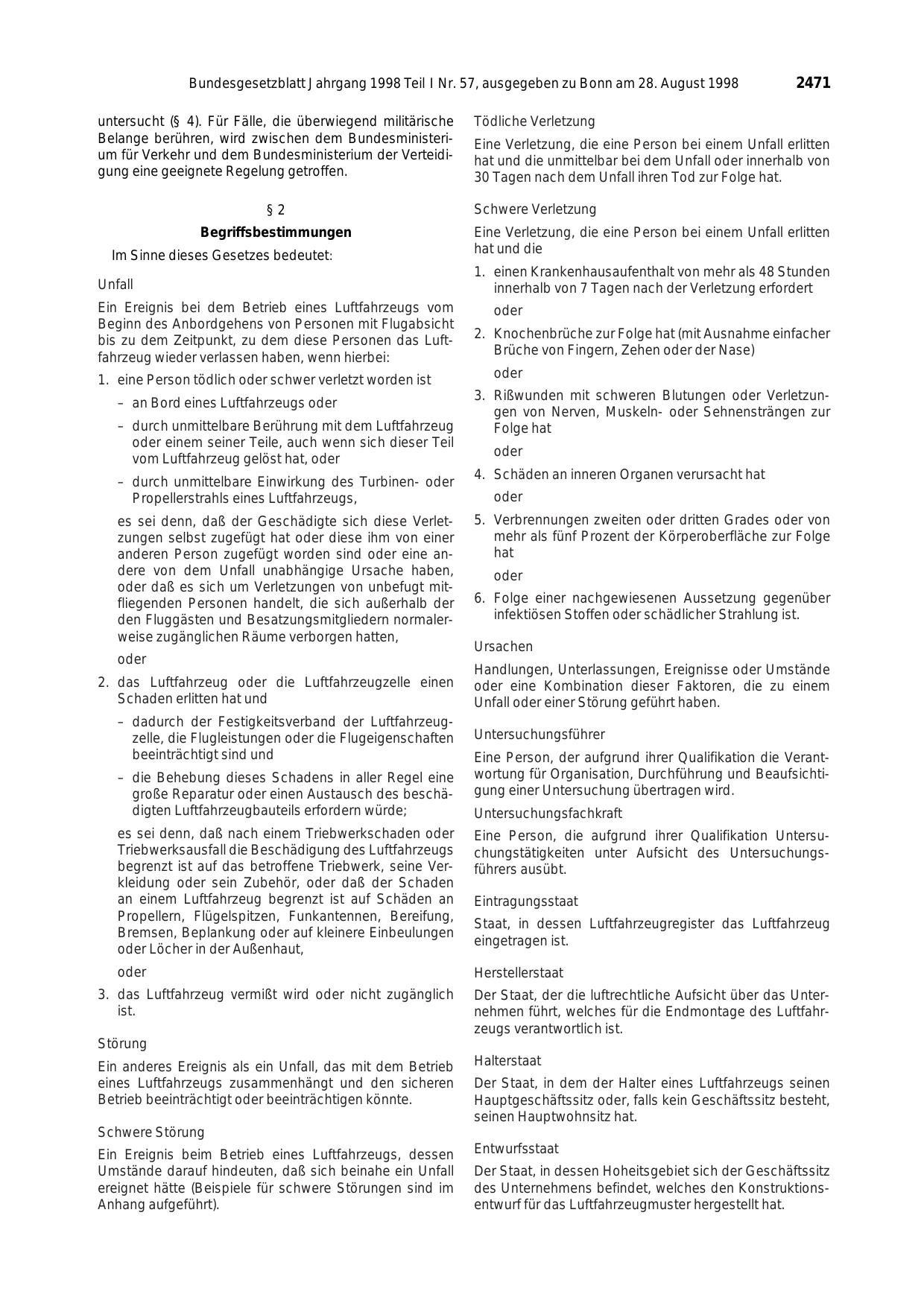 BGBl. 1998, Seite 2471 — Originalseite als Abbildung