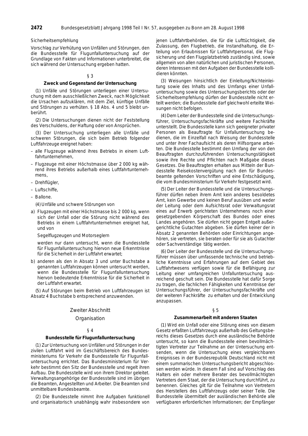 BGBl. 1998, Seite 2472 — Originalseite als Abbildung