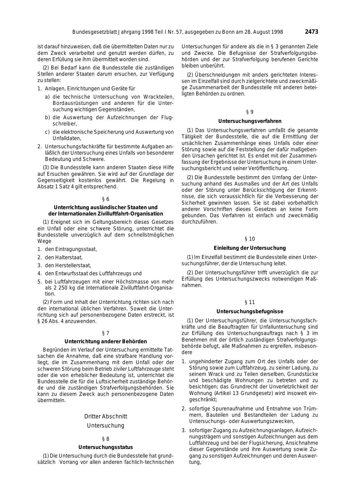 BGBl. 1998, Seite 2473 — Originalseite als Abbildung