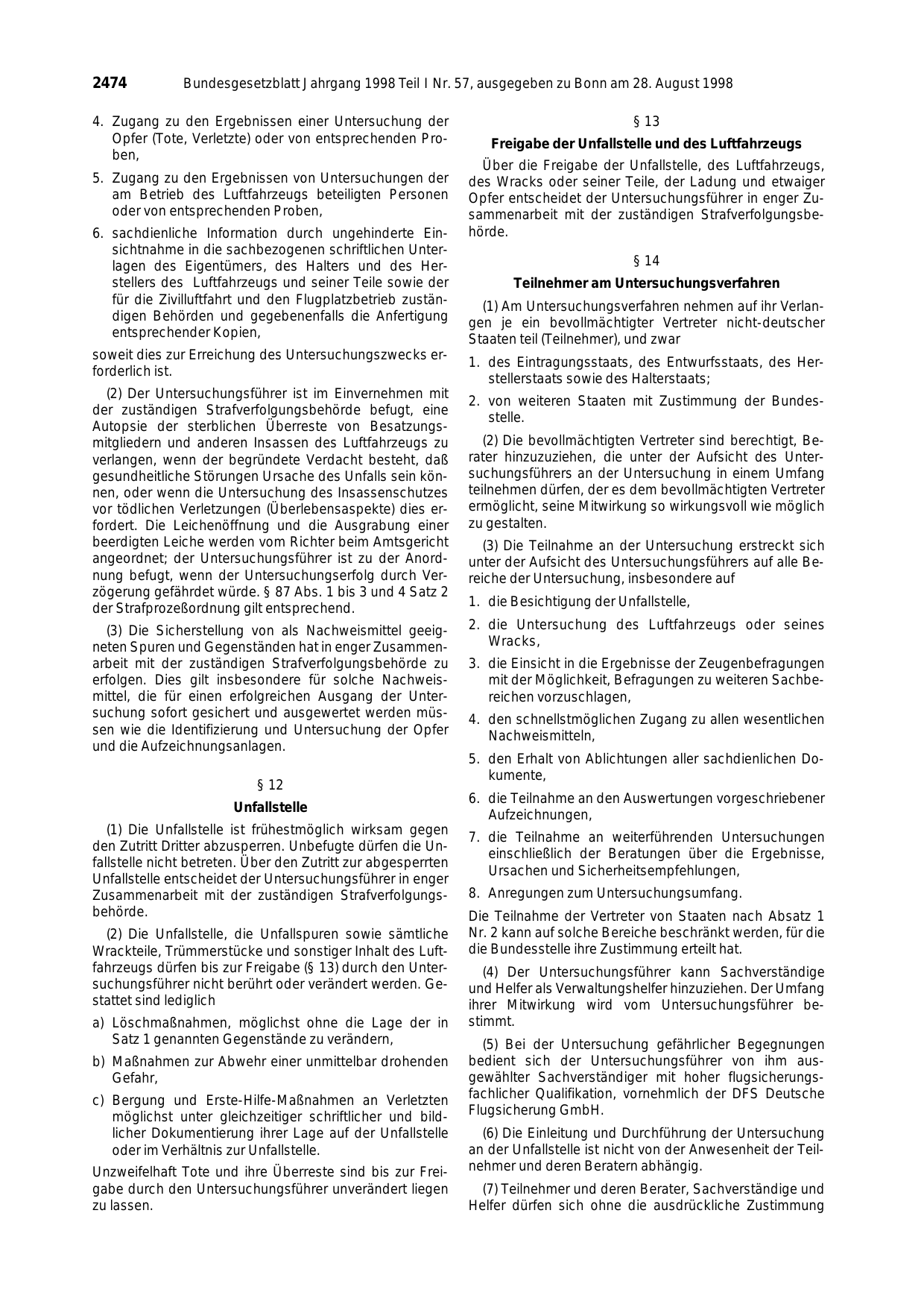 BGBl. 1998, Seite 2474 — Originalseite als Abbildung