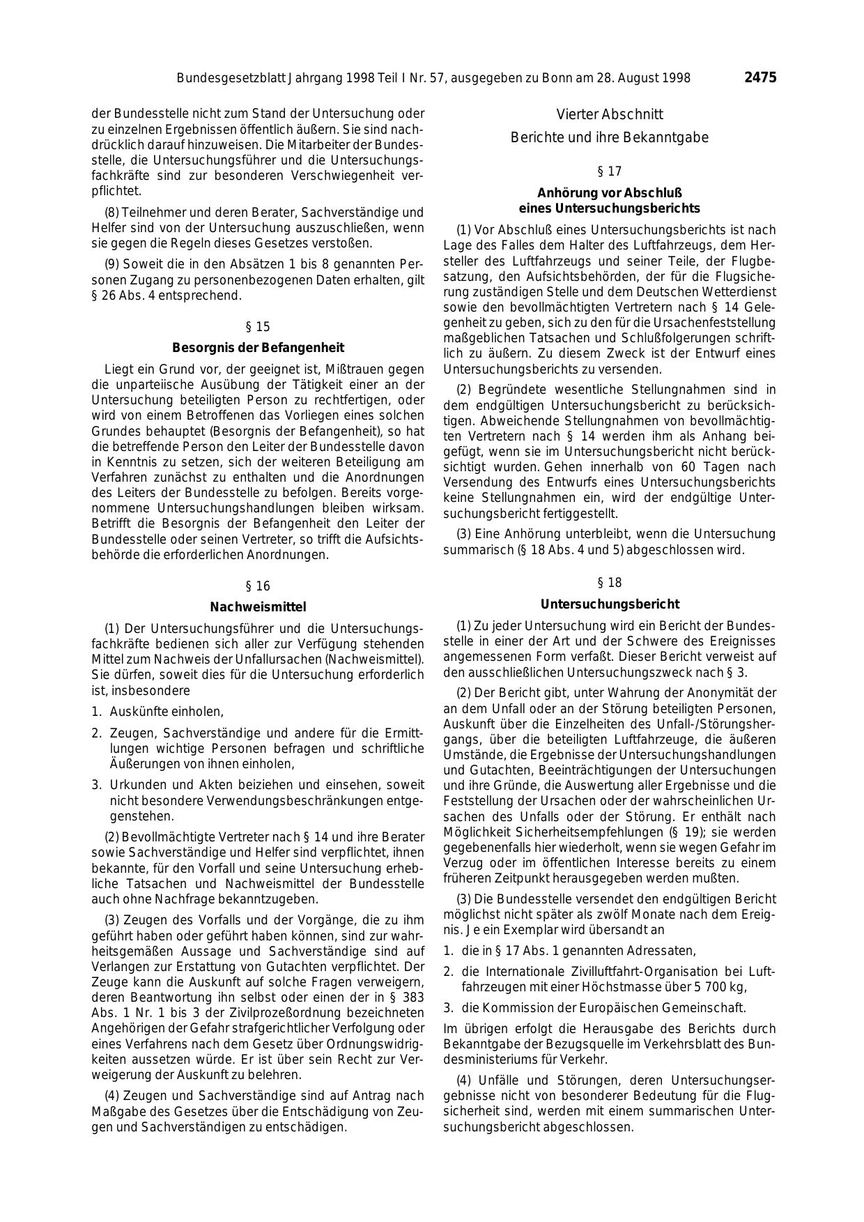 BGBl. 1998, Seite 2475 — Originalseite als Abbildung