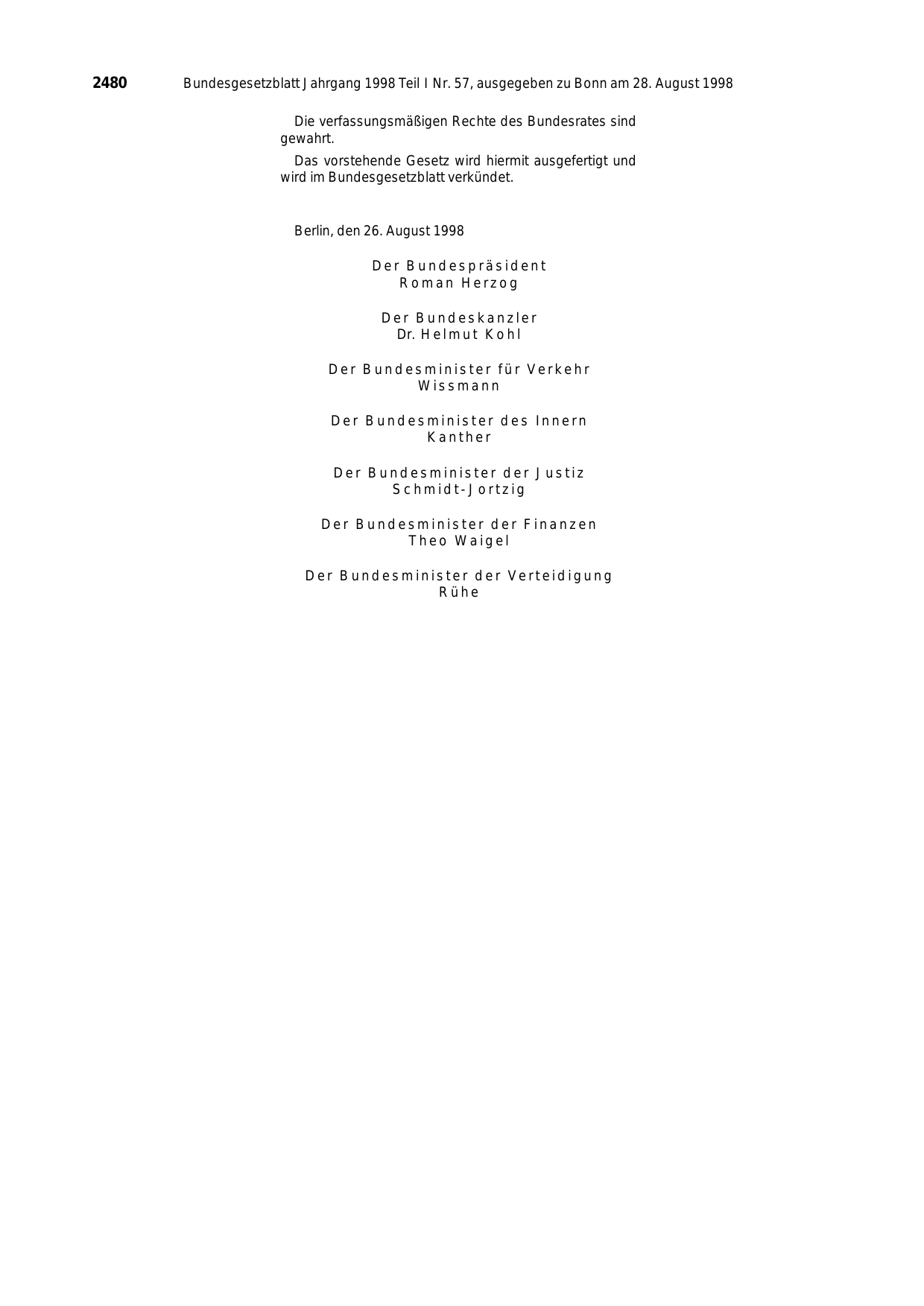 BGBl. 1998, Seite 2480 — Originalseite als Abbildung