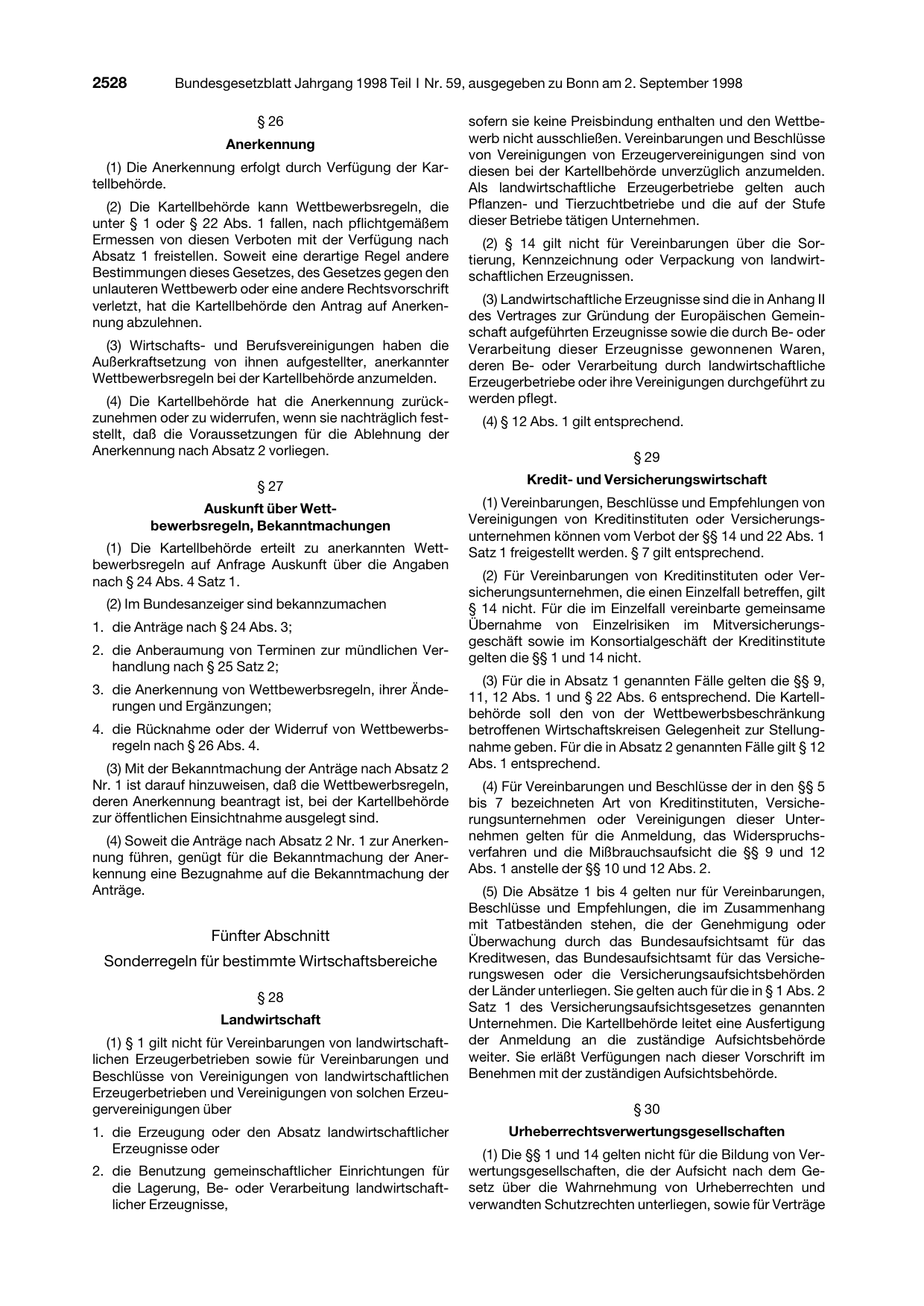 BGBl. 1998, Seite 2528 — Originalseite als Abbildung
