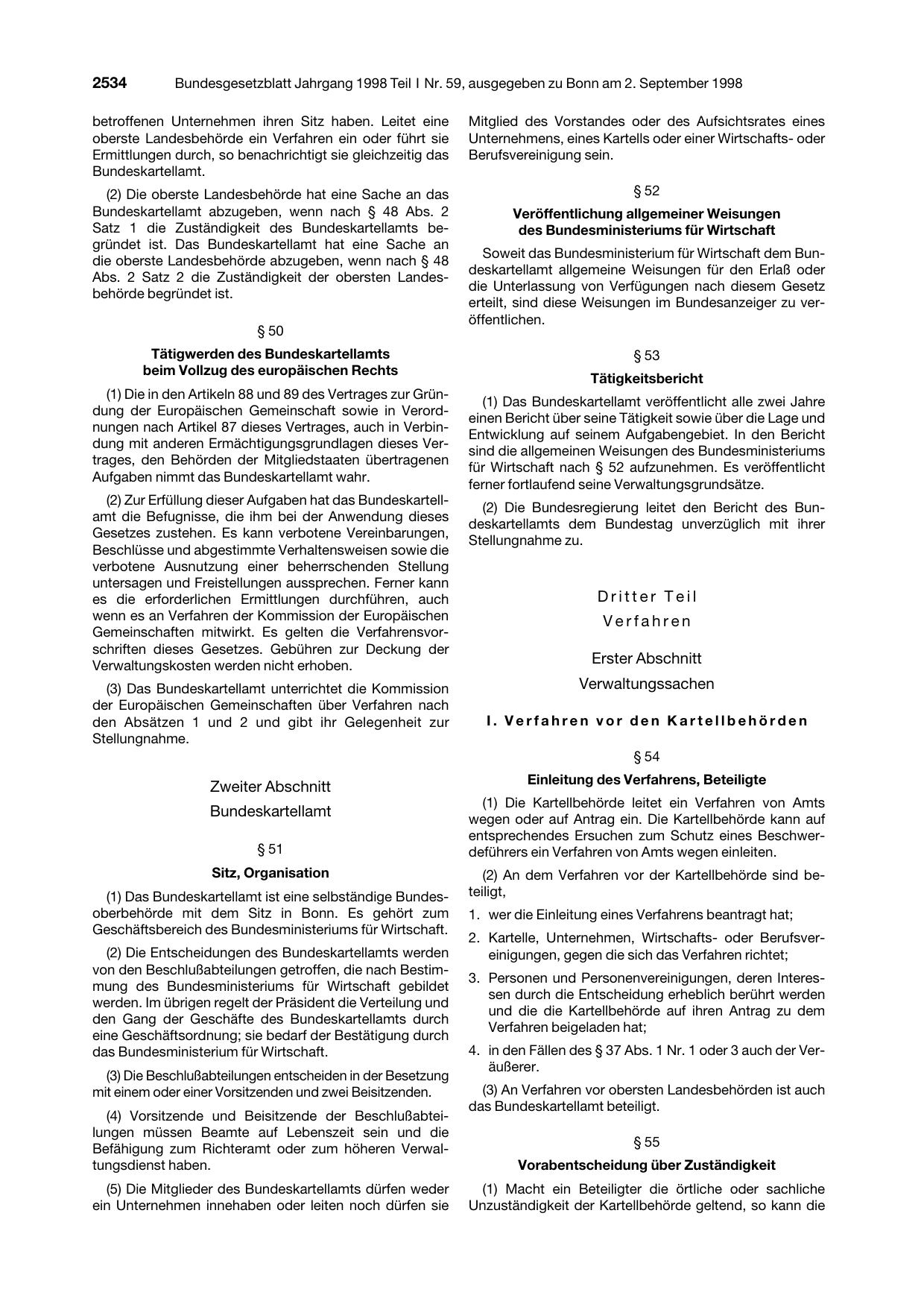 BGBl. 1998, Seite 2534 — Originalseite als Abbildung
