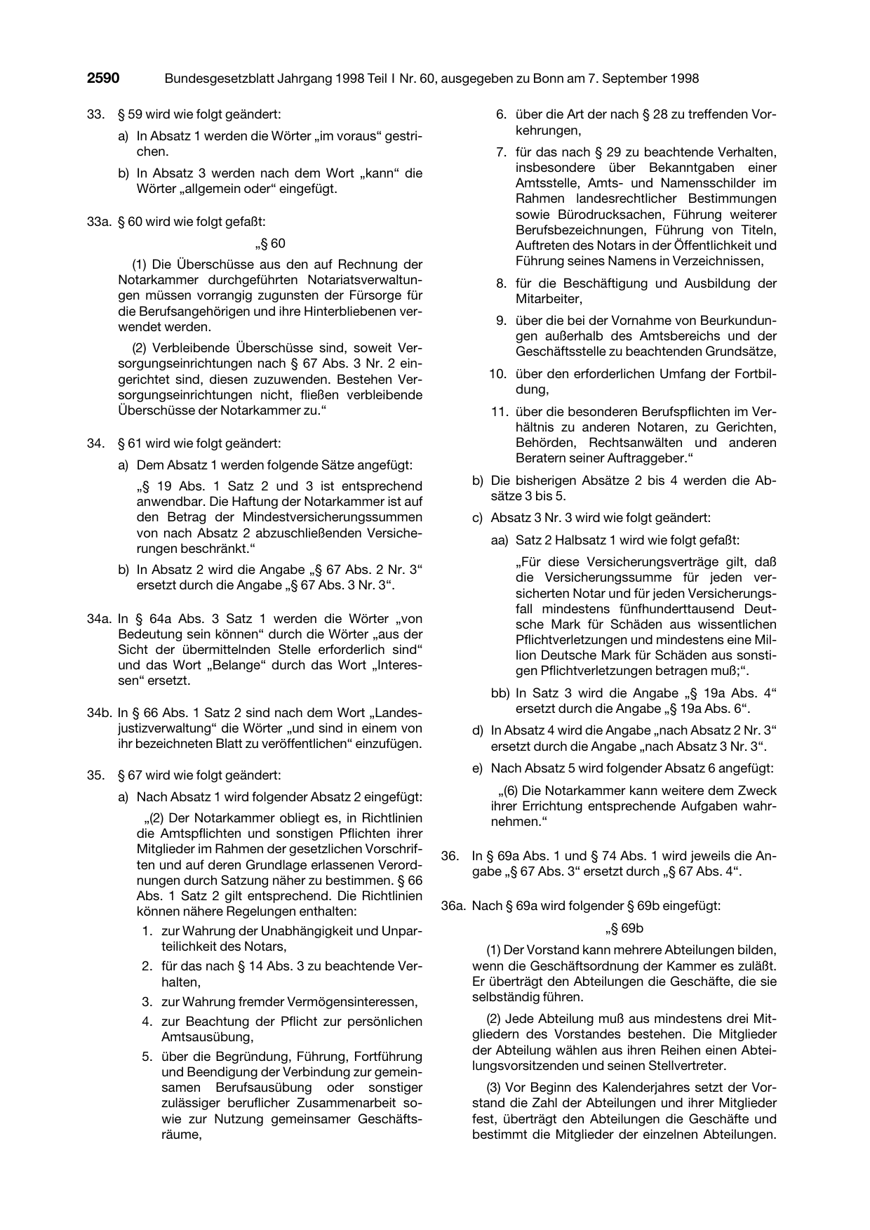 BGBl. 1998, Seite 2590 — Originalseite als Abbildung