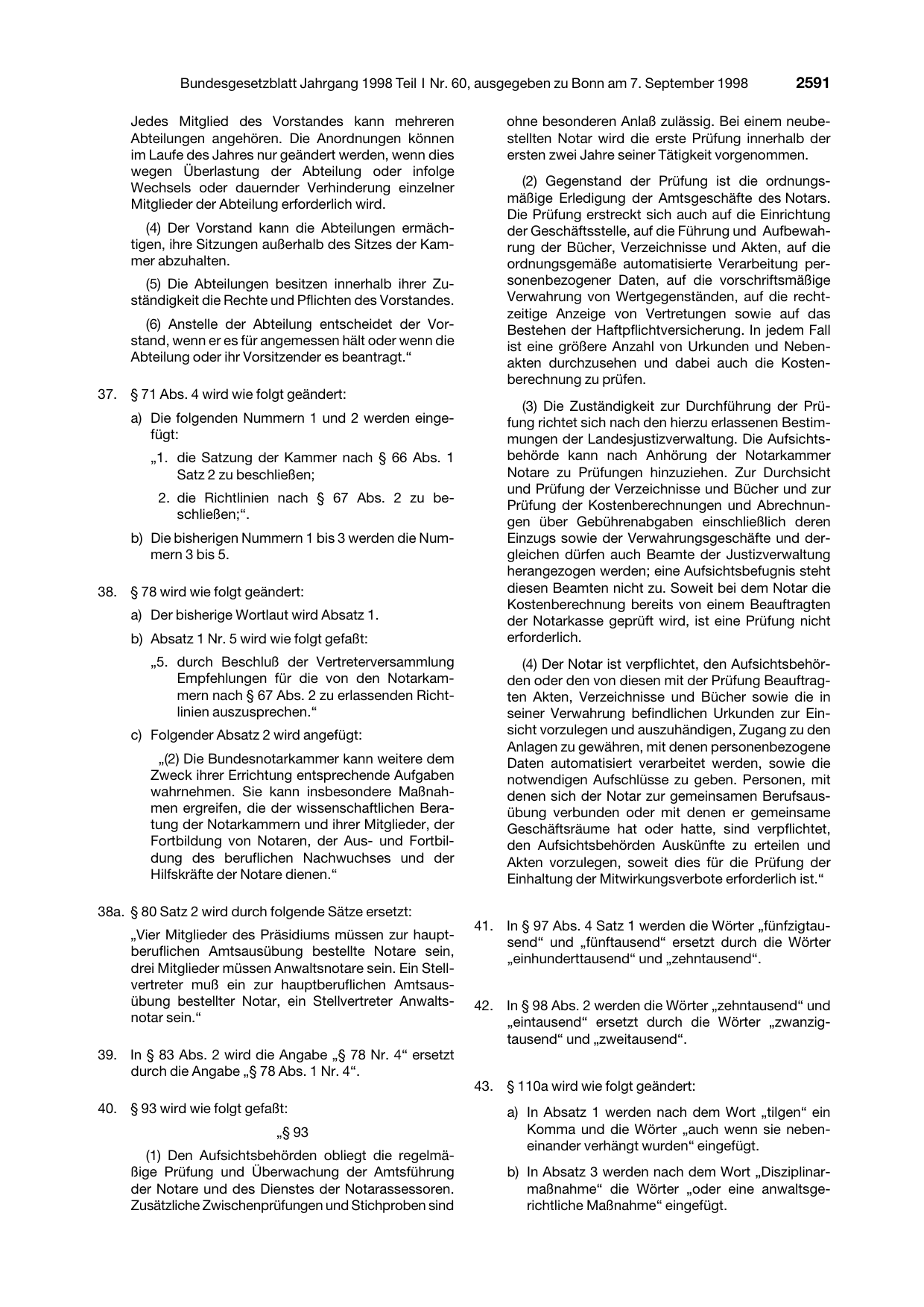 BGBl. 1998, Seite 2591 — Originalseite als Abbildung