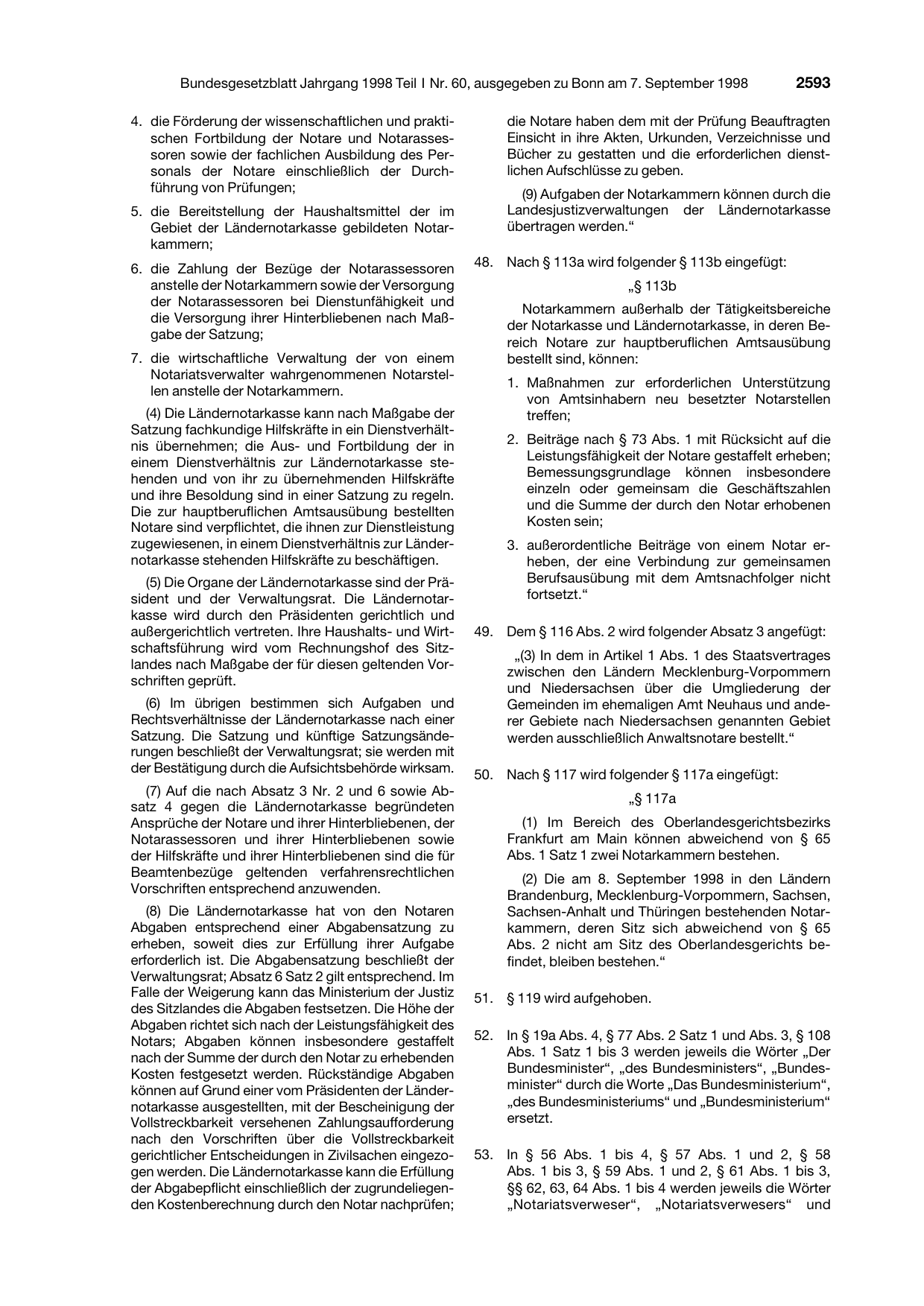 BGBl. 1998, Seite 2593 — Originalseite als Abbildung