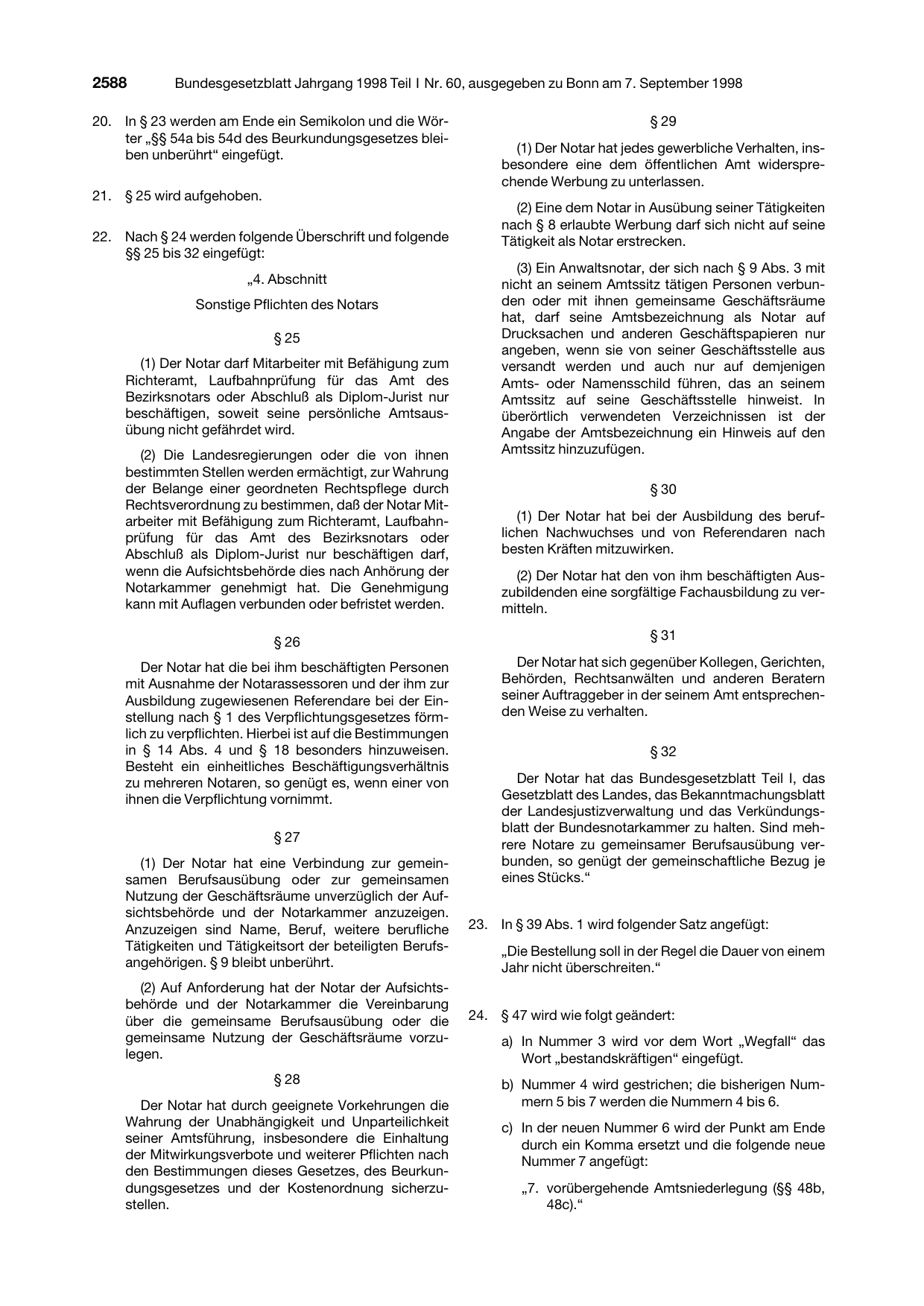 BGBl. 1998, Seite 2588 — Originalseite als Abbildung