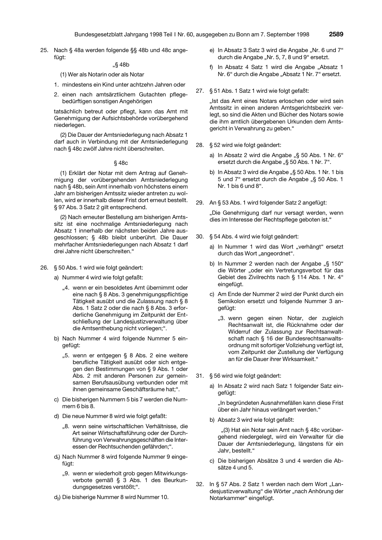 BGBl. 1998, Seite 2589 — Originalseite als Abbildung