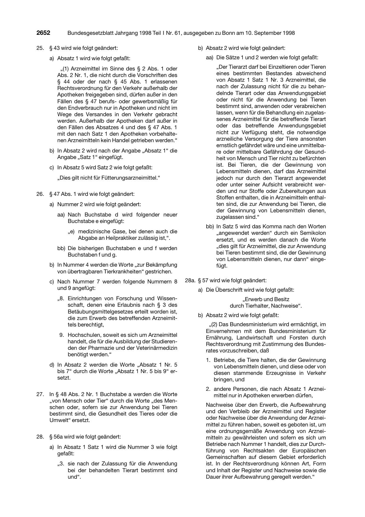 BGBl. 1998, Seite 2652 — Originalseite als Abbildung