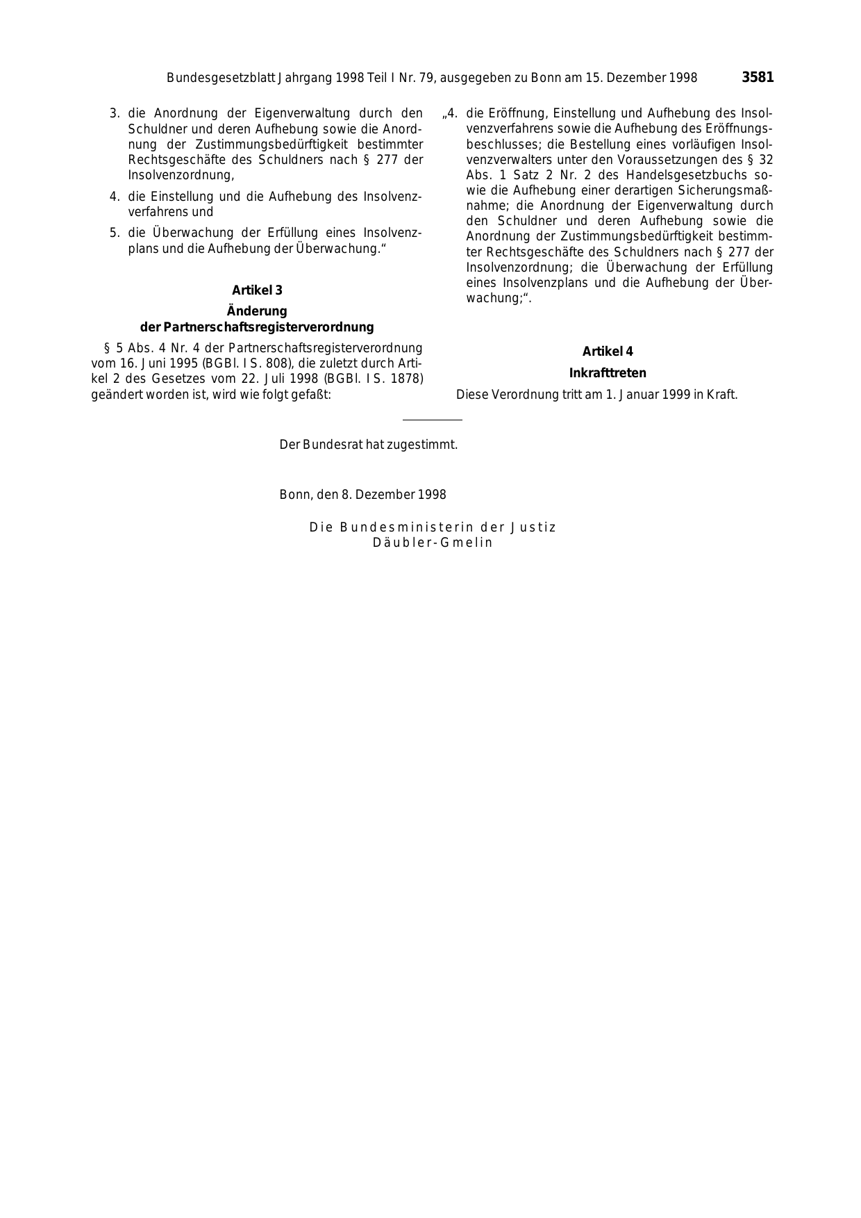 BGBl. 1998, Seite 3581 — Originalseite als Abbildung