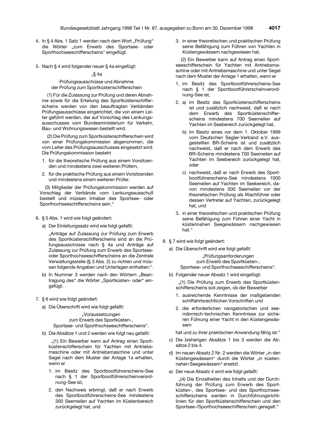 BGBl. 1998, Seite 4017 — Originalseite als Abbildung