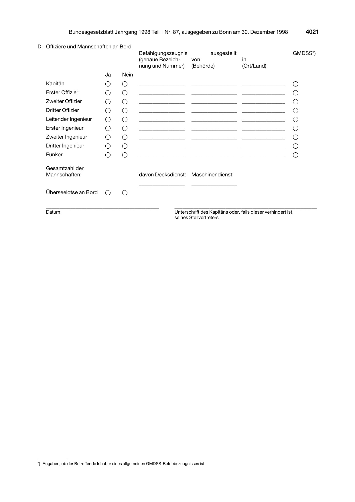 BGBl. 1998, Seite 4021 — Originalseite als Abbildung
