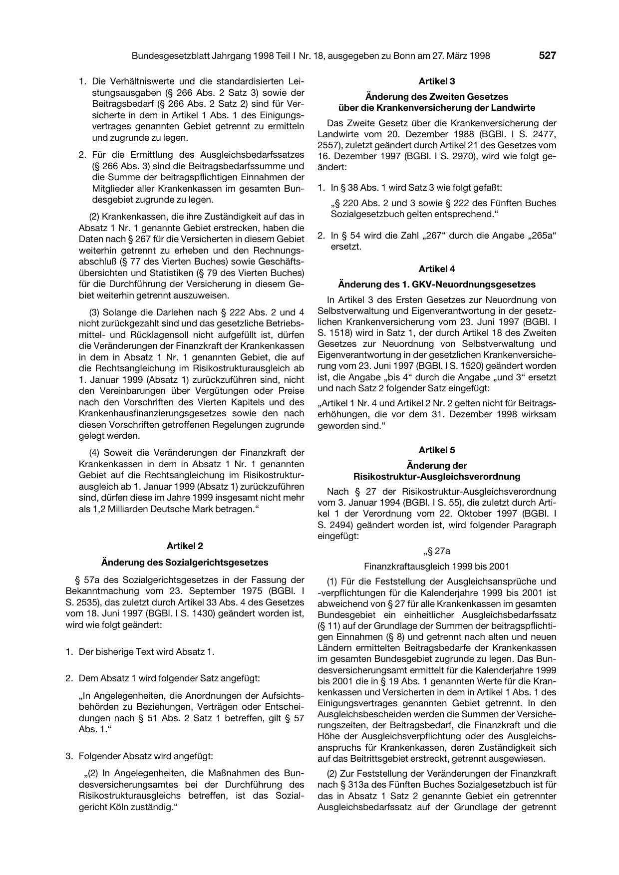 BGBl. 1998, Seite 527 — Originalseite als Abbildung