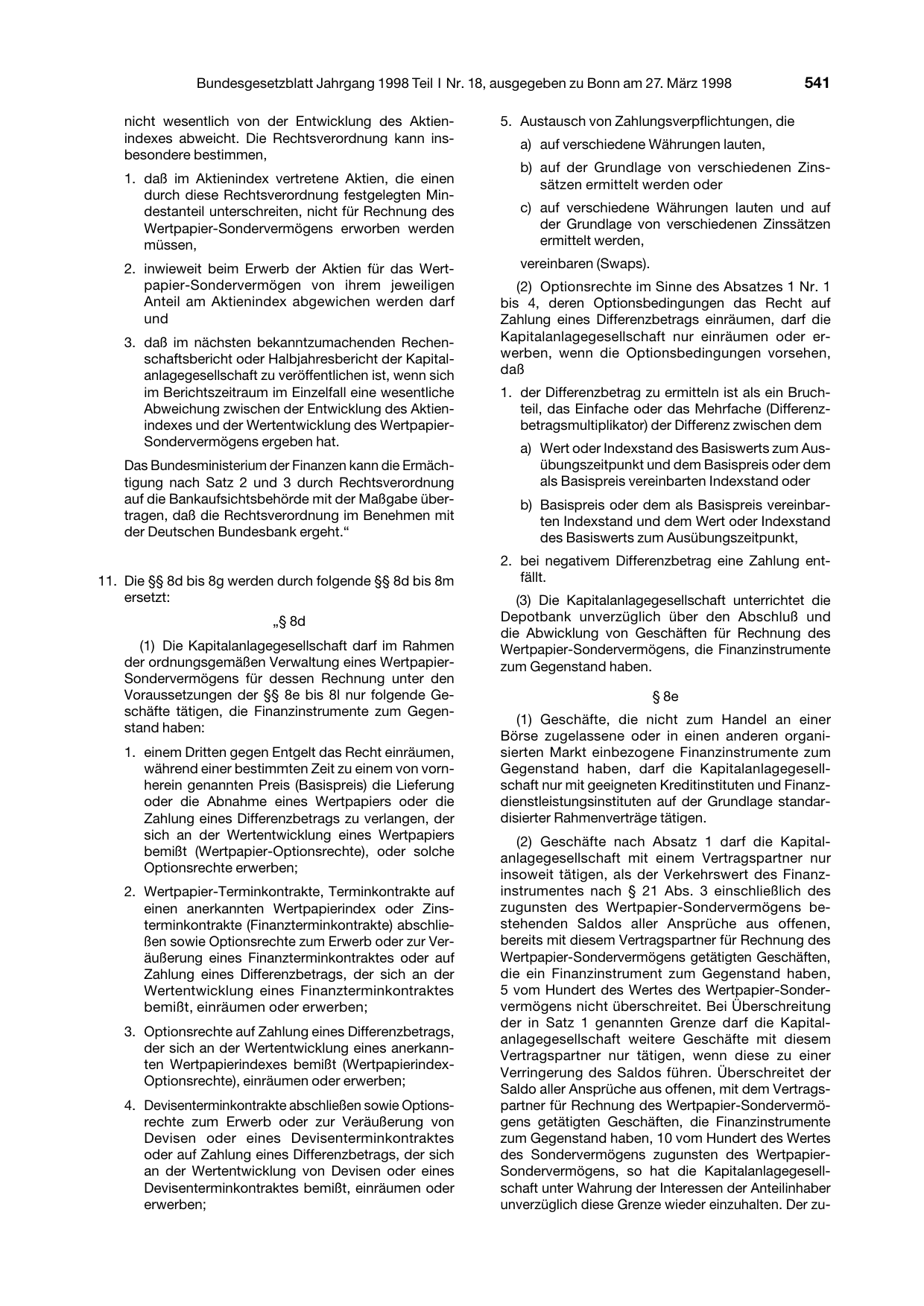 BGBl. 1998, Seite 541 — Originalseite als Abbildung