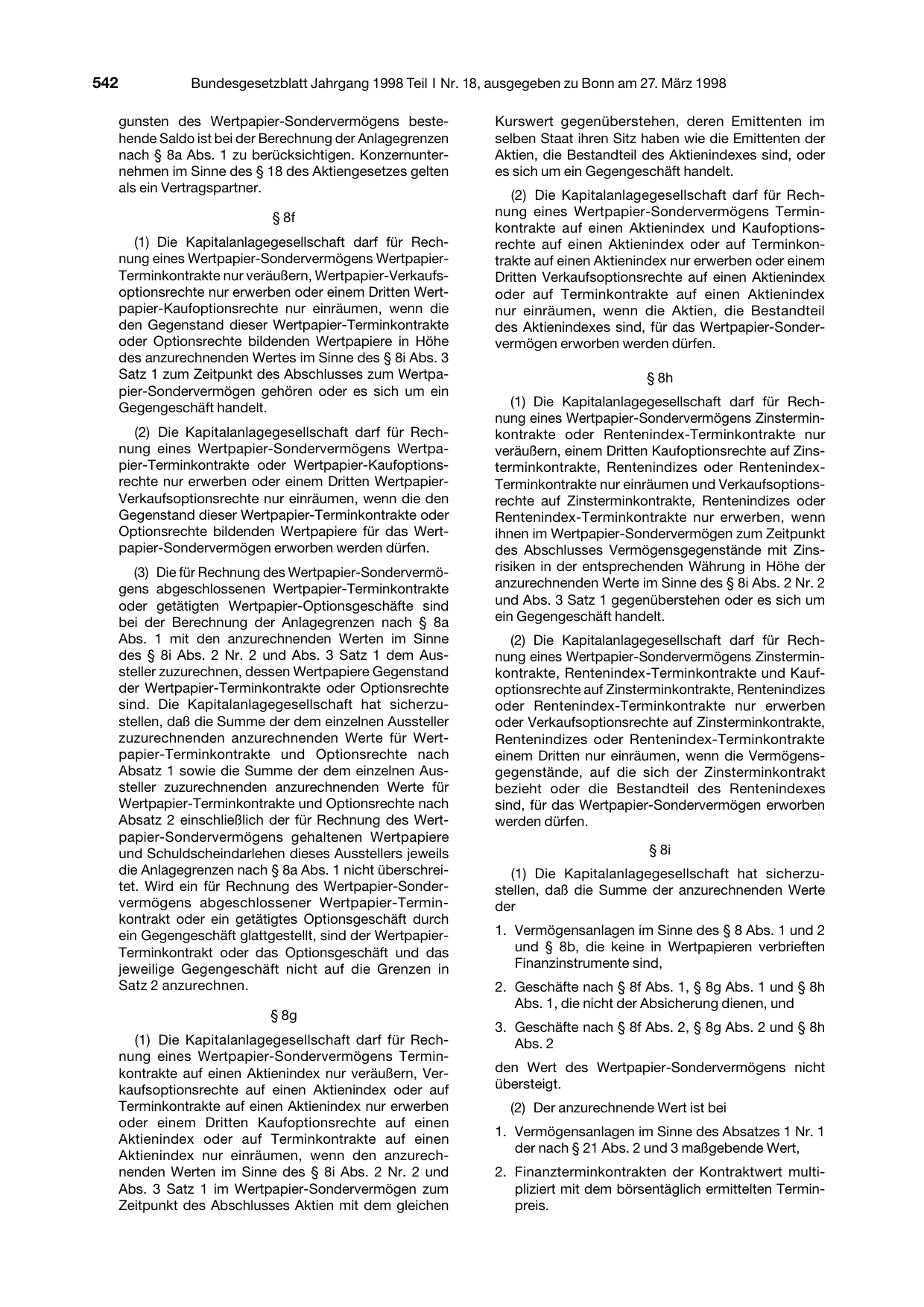 BGBl. 1998, Seite 542 — Originalseite als Abbildung