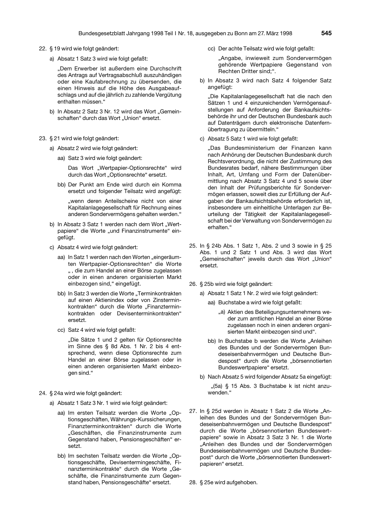 BGBl. 1998, Seite 545 — Originalseite als Abbildung