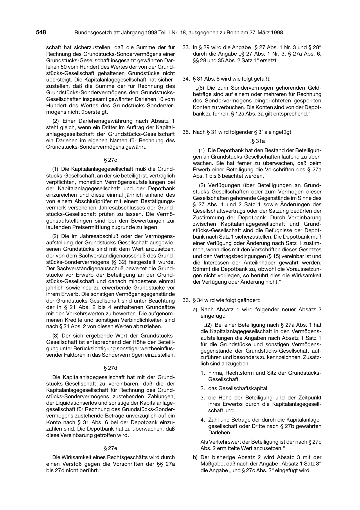 BGBl. 1998, Seite 548 — Originalseite als Abbildung